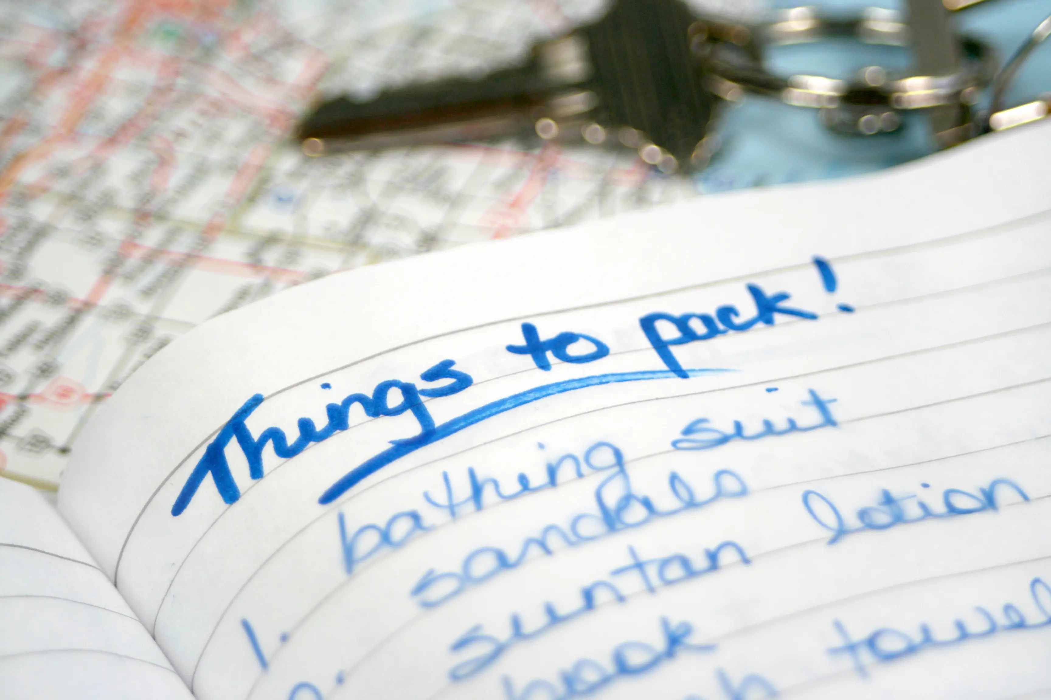 Handwritten packing list
