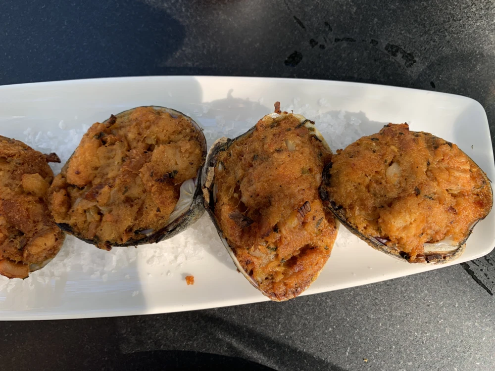 Baked stuffed clams at Hemenway's Seafood Grill & Oyster Bar