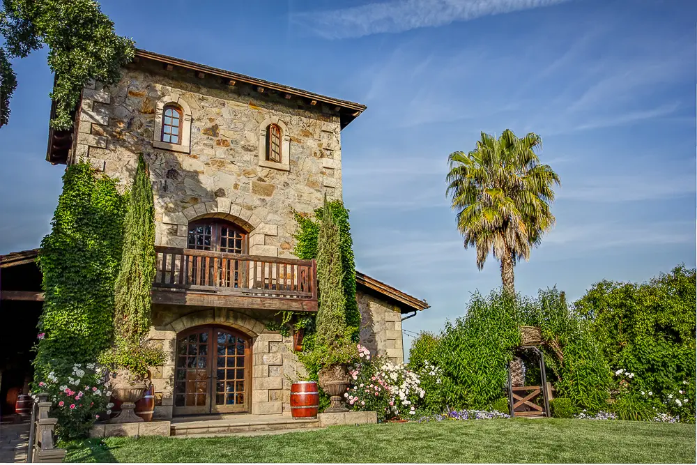 Stone building in wine country, Napa Valley, Northern California