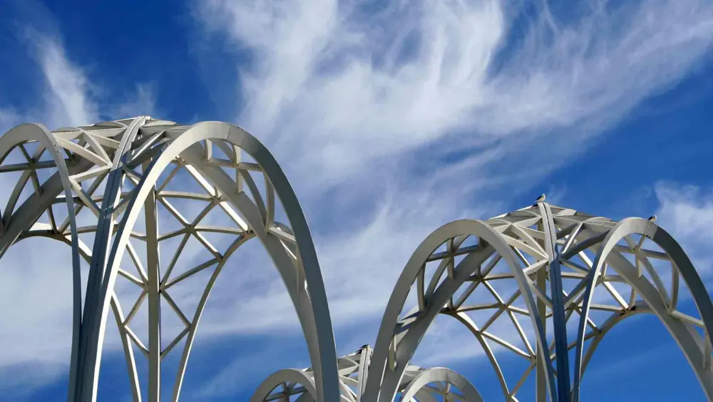Outdoor sculpture at the Pacific Science Center, a popular thing to do in Seattle.