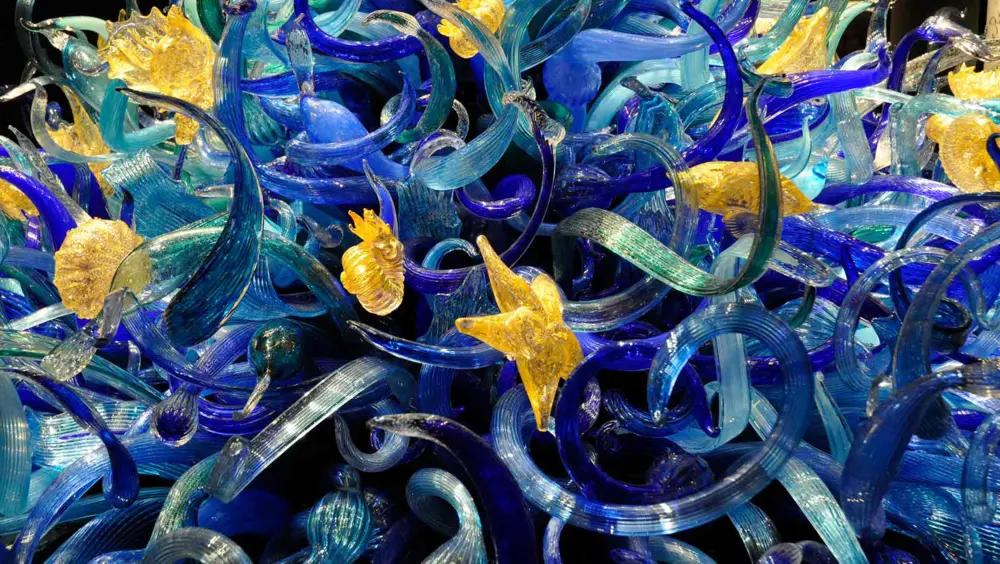 Close-up of a Chihuly glass piece.