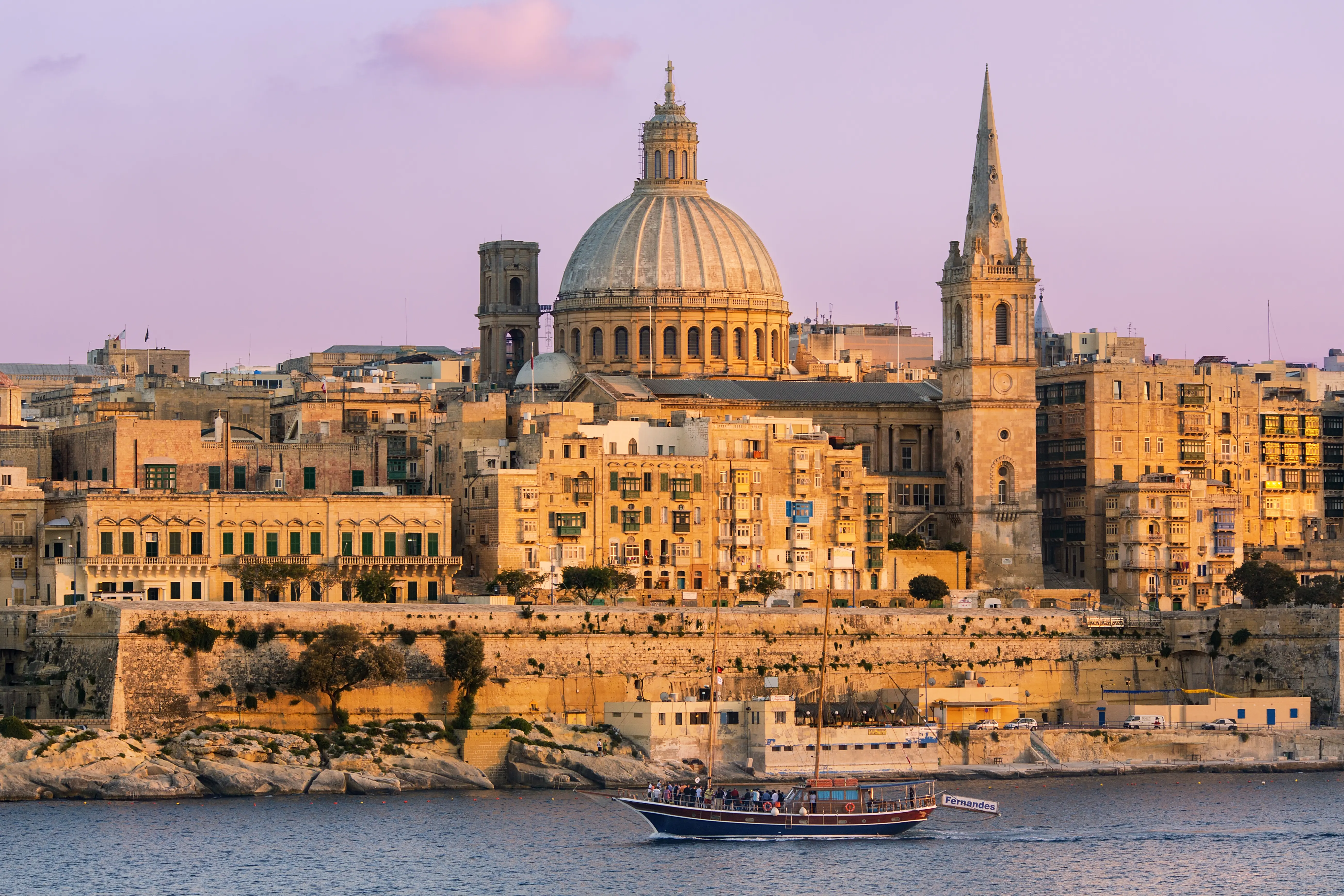 Outdoor image of Valletta at dusk.