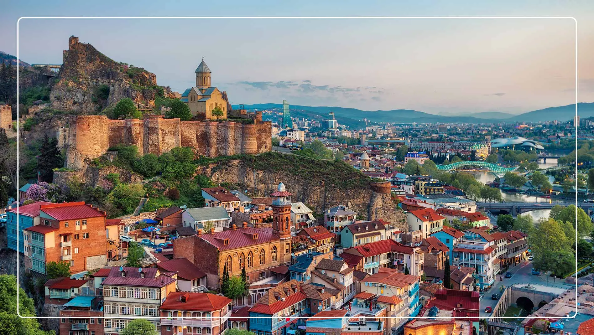 City view of Tbilisi, Georgia with Narikala Fortress