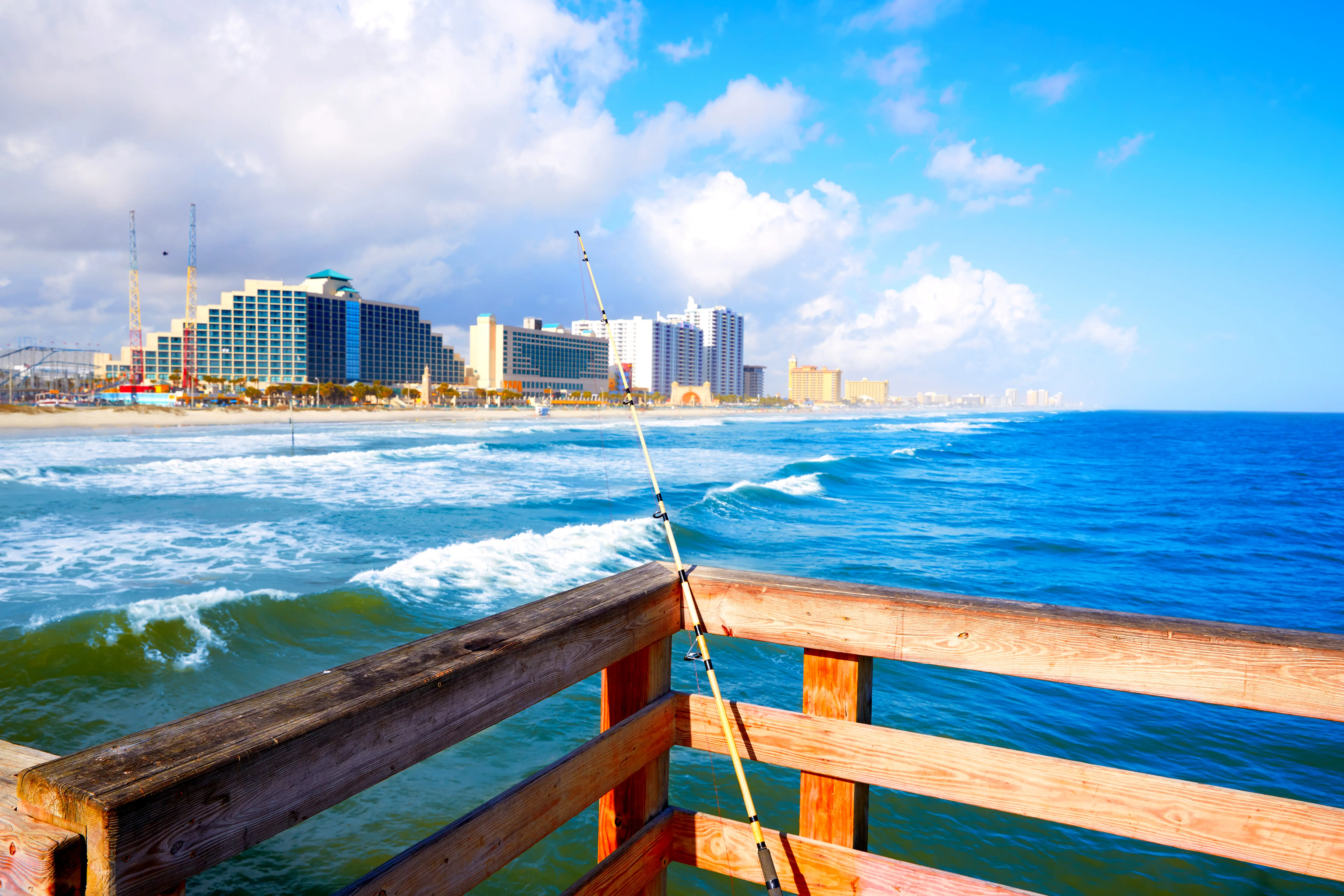 Fishing off the pier in the coastline