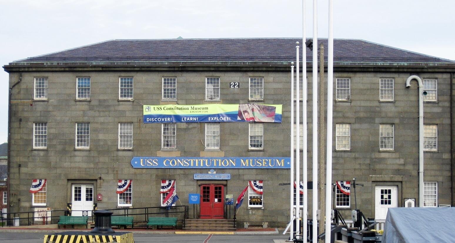 Exterior image of the USS Constitution Museum, in Boston.
