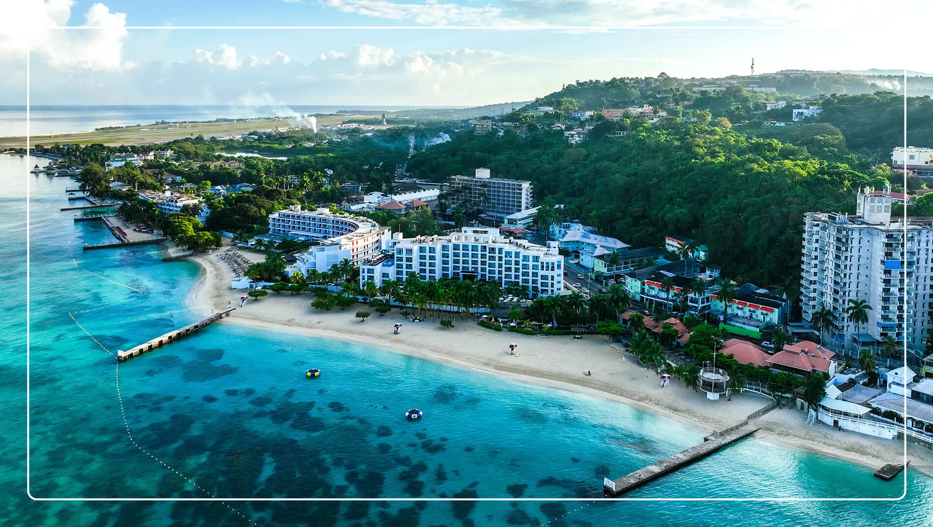An aerial view of the Hilton Rose Hall Resort & Spa.