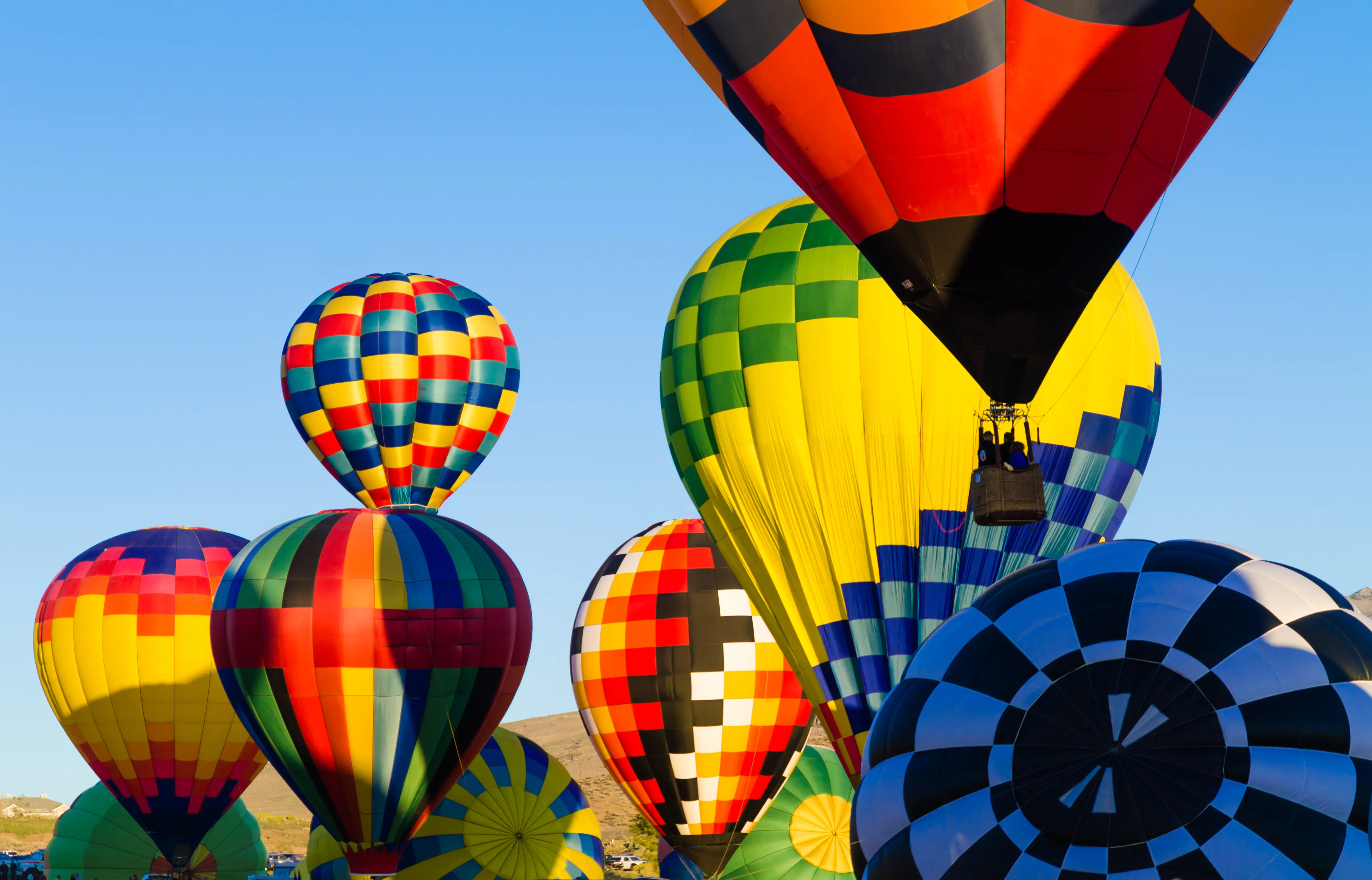 Hot air balloons accending to the sky during show.