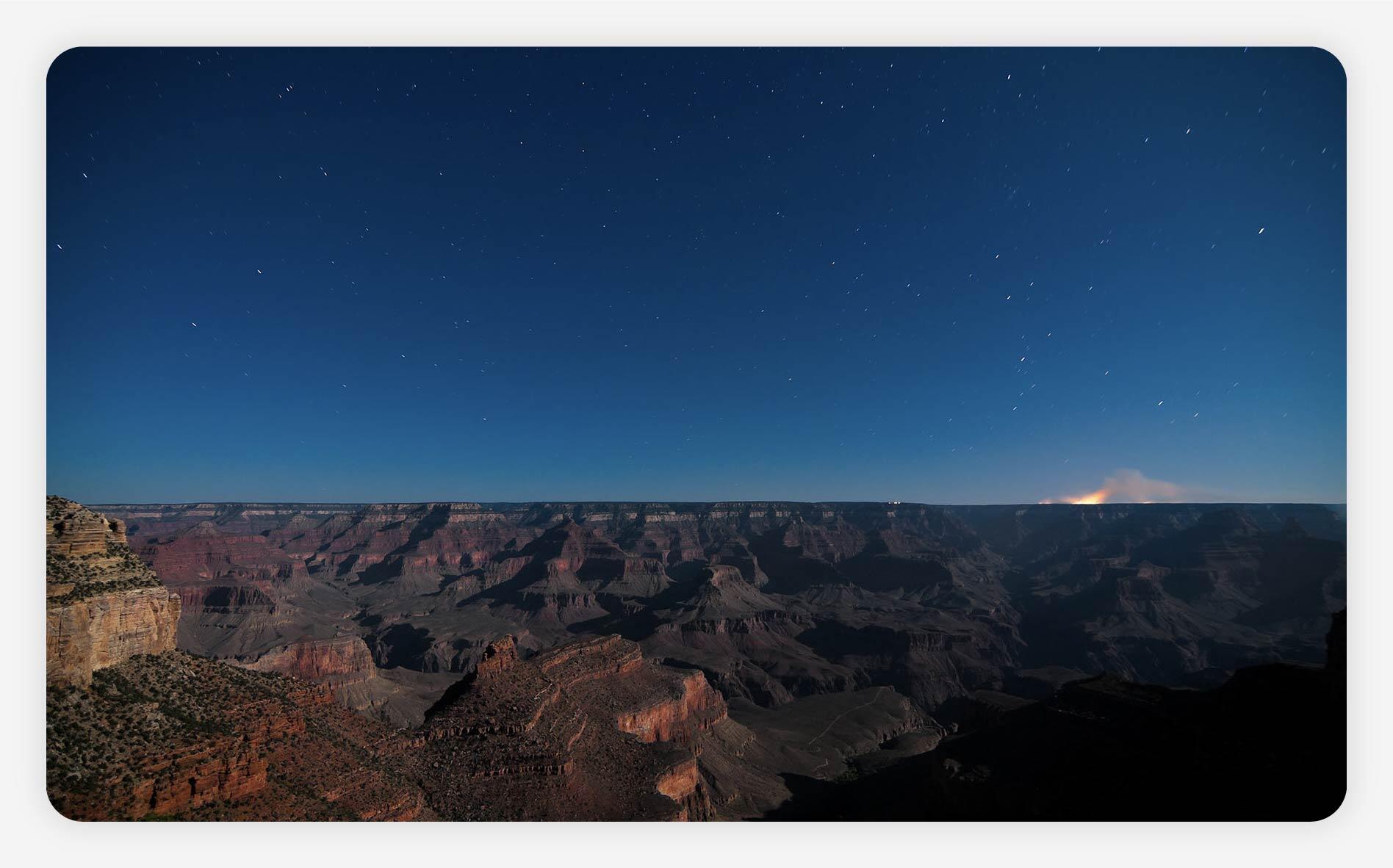 View of the Tuweep Area at night at the Grand Canyon.