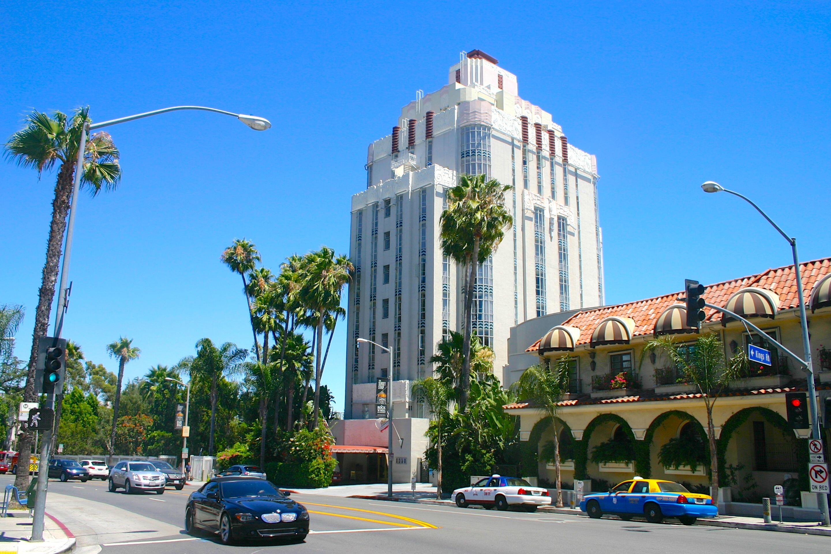 Image of The Sunset Tower on Sunset Boulevard in Los Angeles, California.