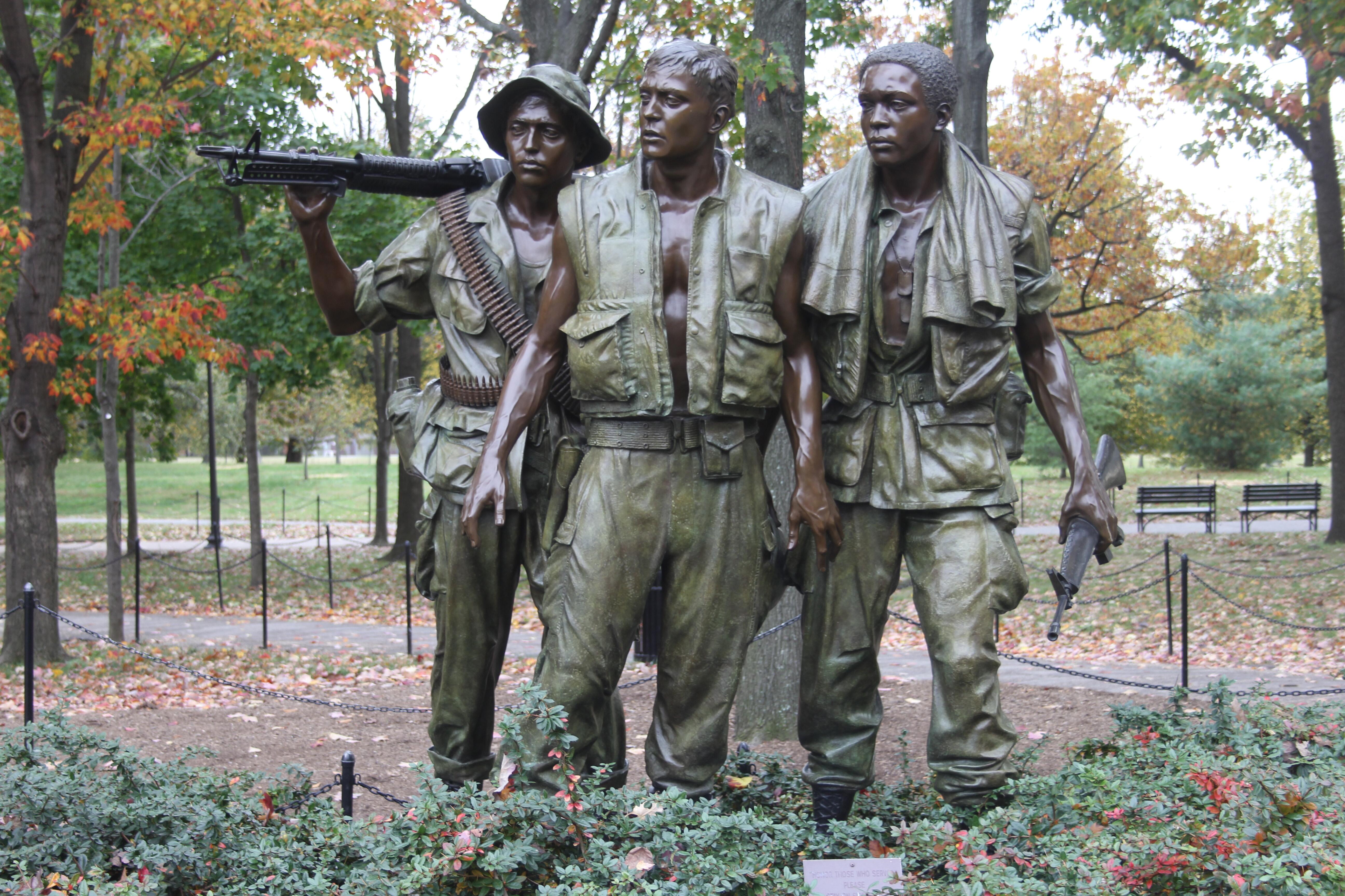 The Three Soldiers statue front view