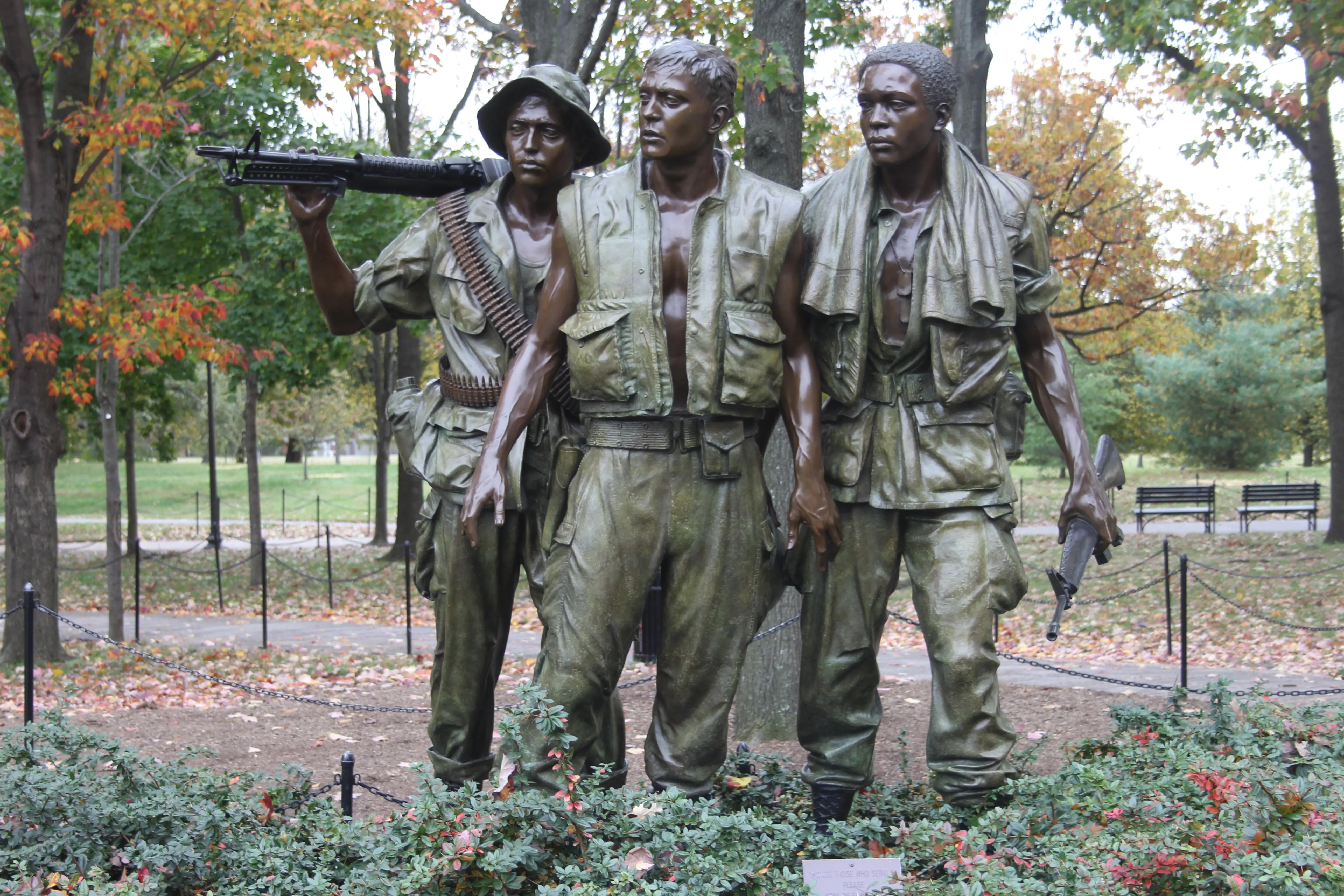 The Three Soldiers statue front view