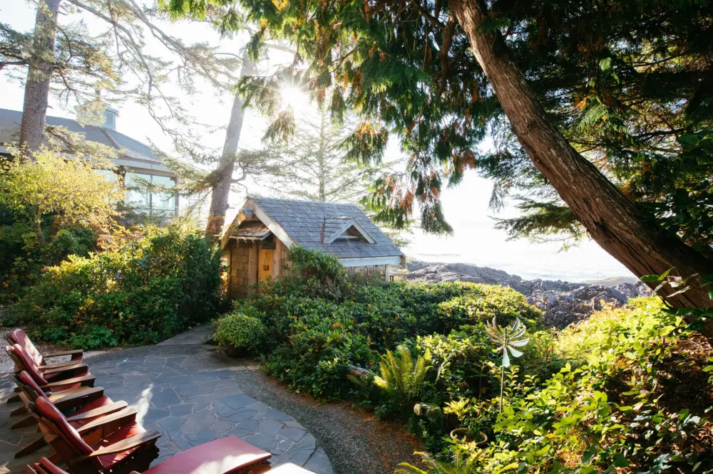 Wickaninnish Inn spa patio in Tofino British Columbia