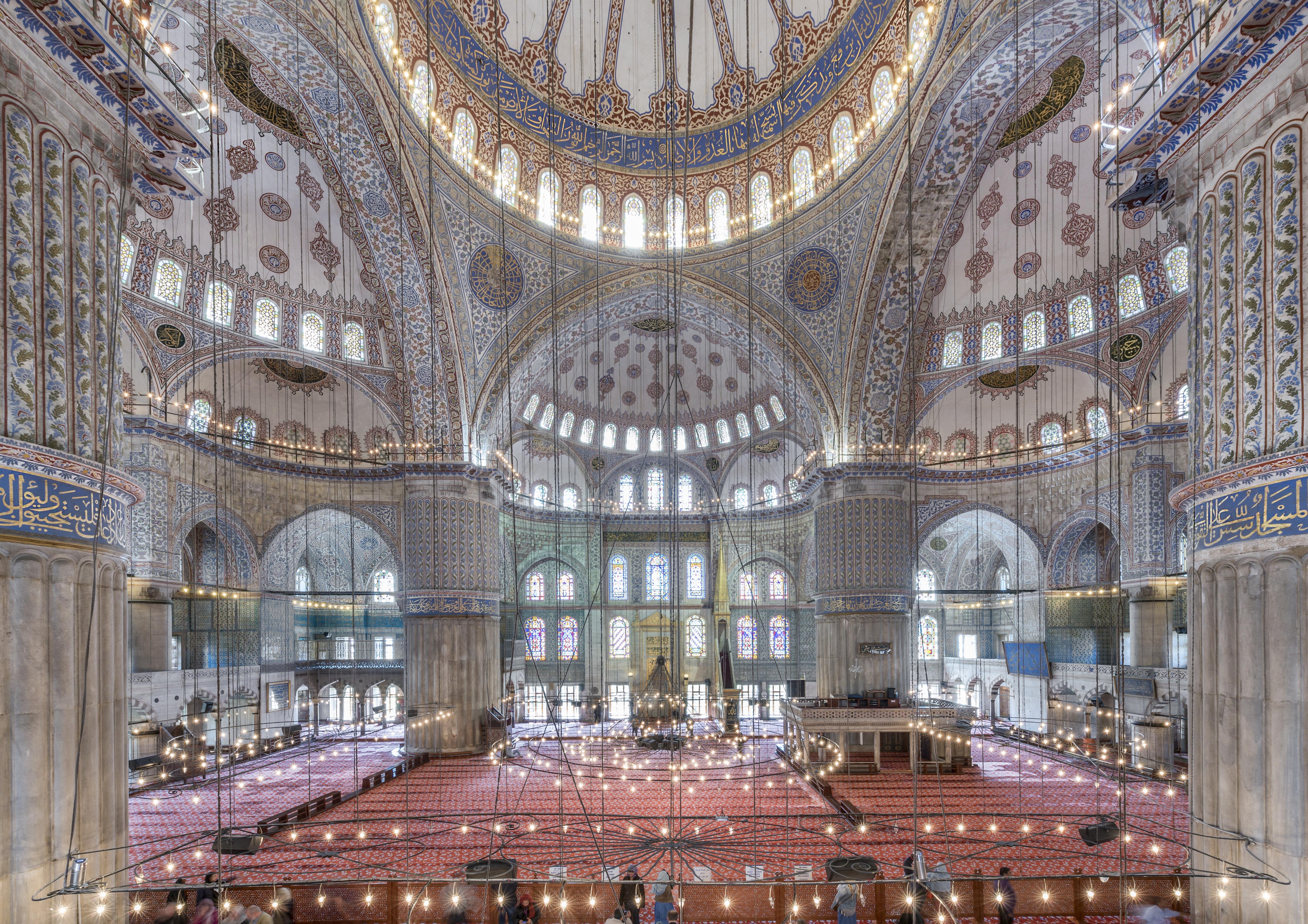 Photo of the interior of the Blue Mosque, Istanbul