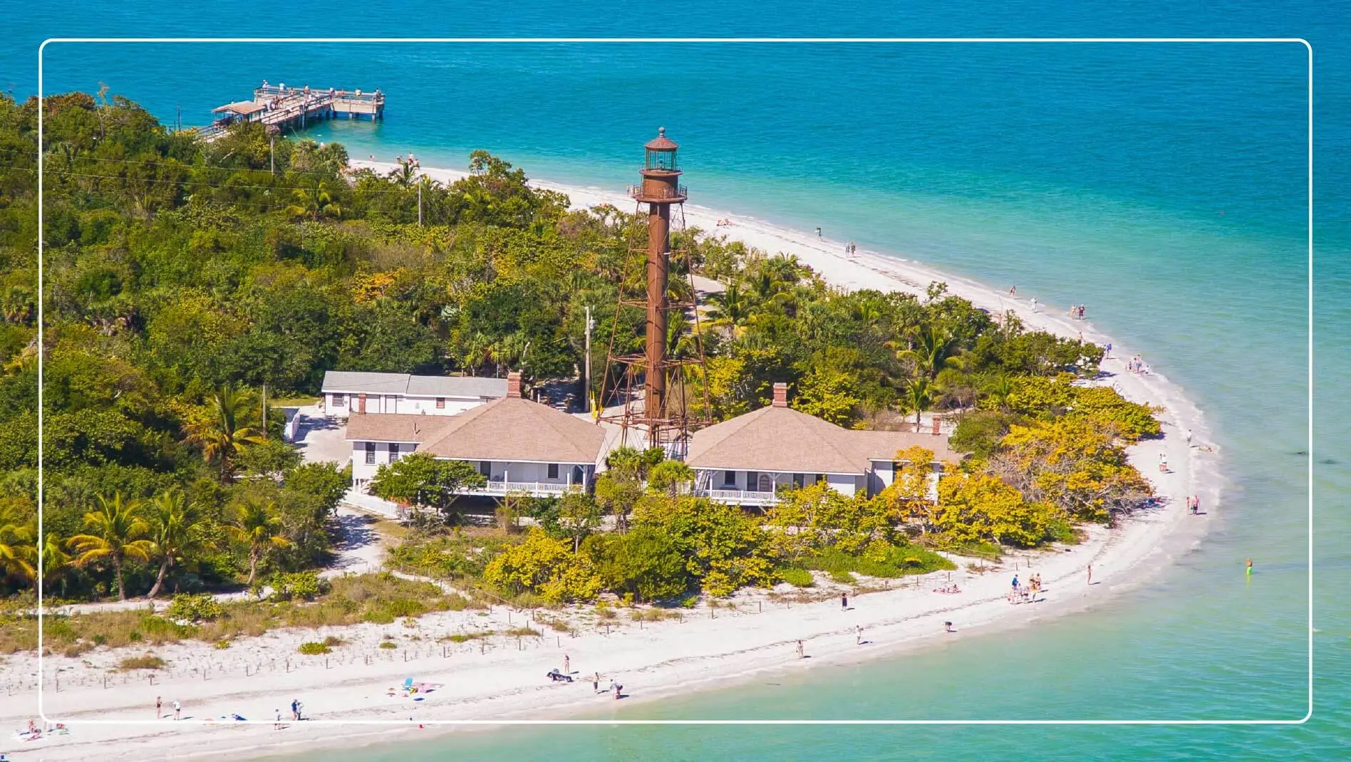An aerial view of Sanibel Island, Florida.