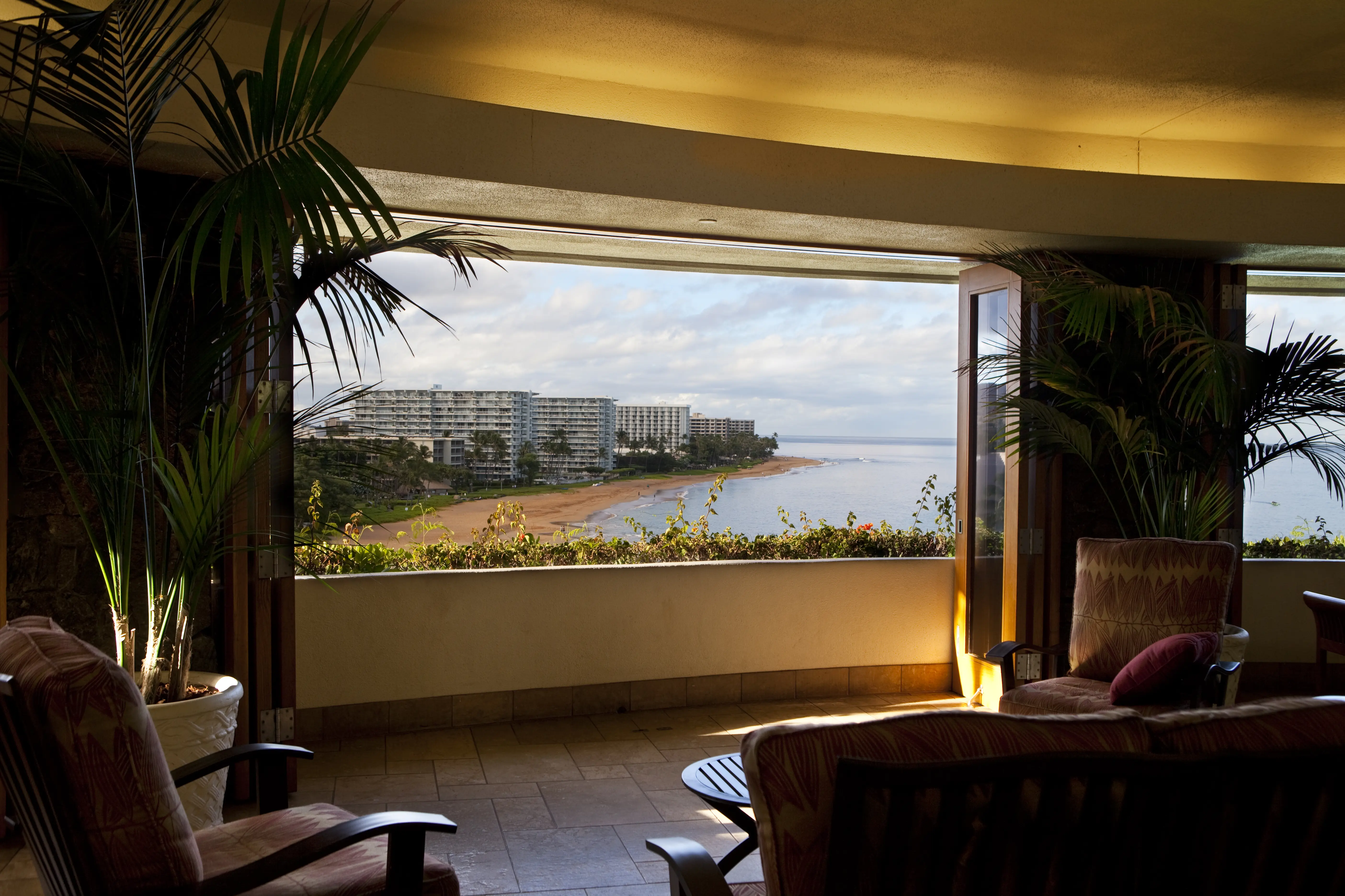 Image of a Hawiian condo with a view of Kaanapali Beach.