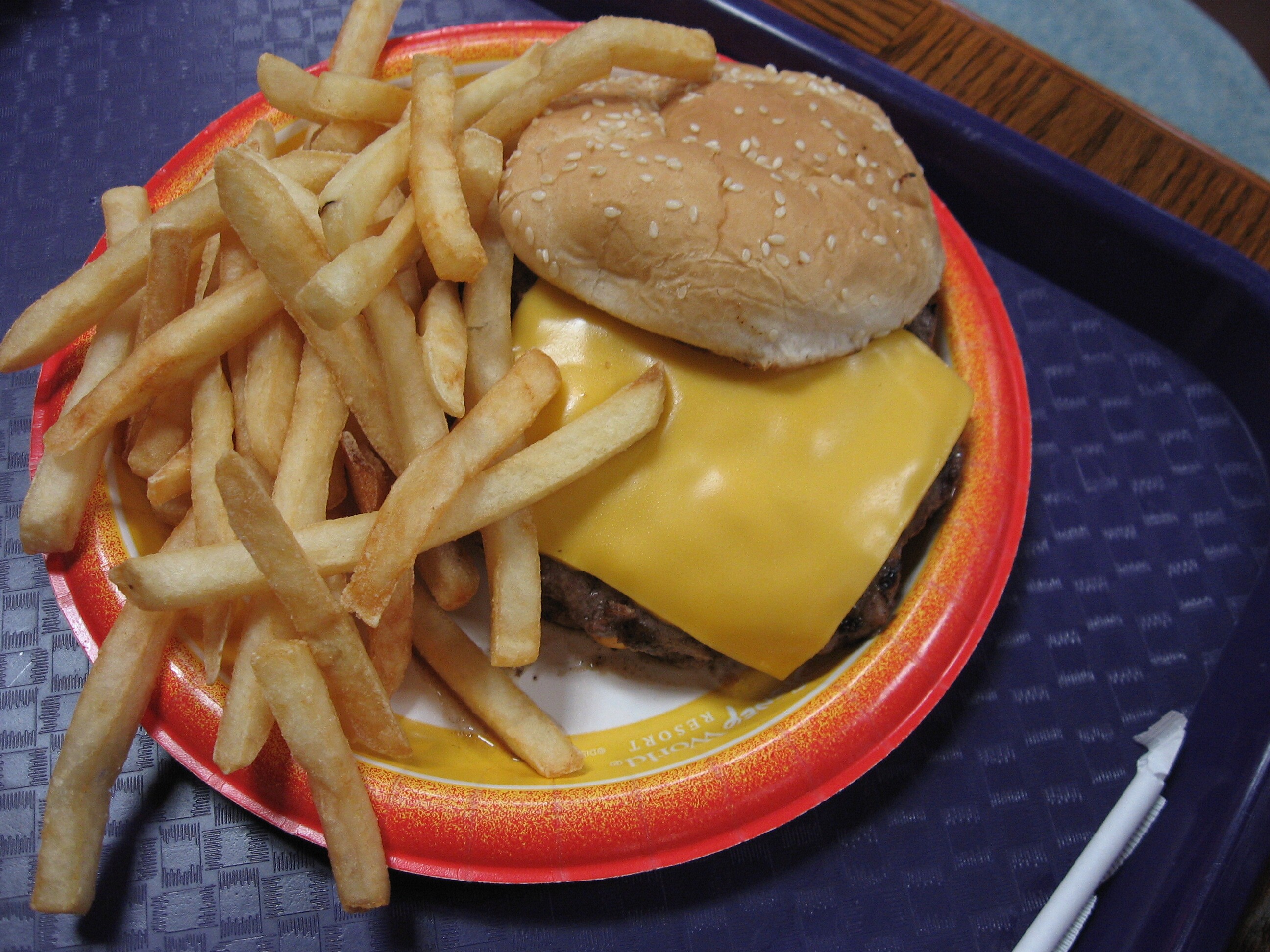Image of a cheeseburger meal at Walt Disney World.