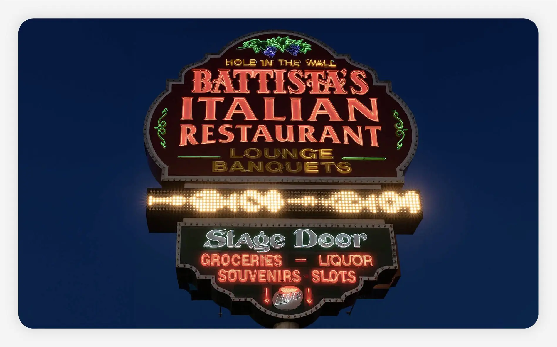 The Battista's Italian Restaurant sign