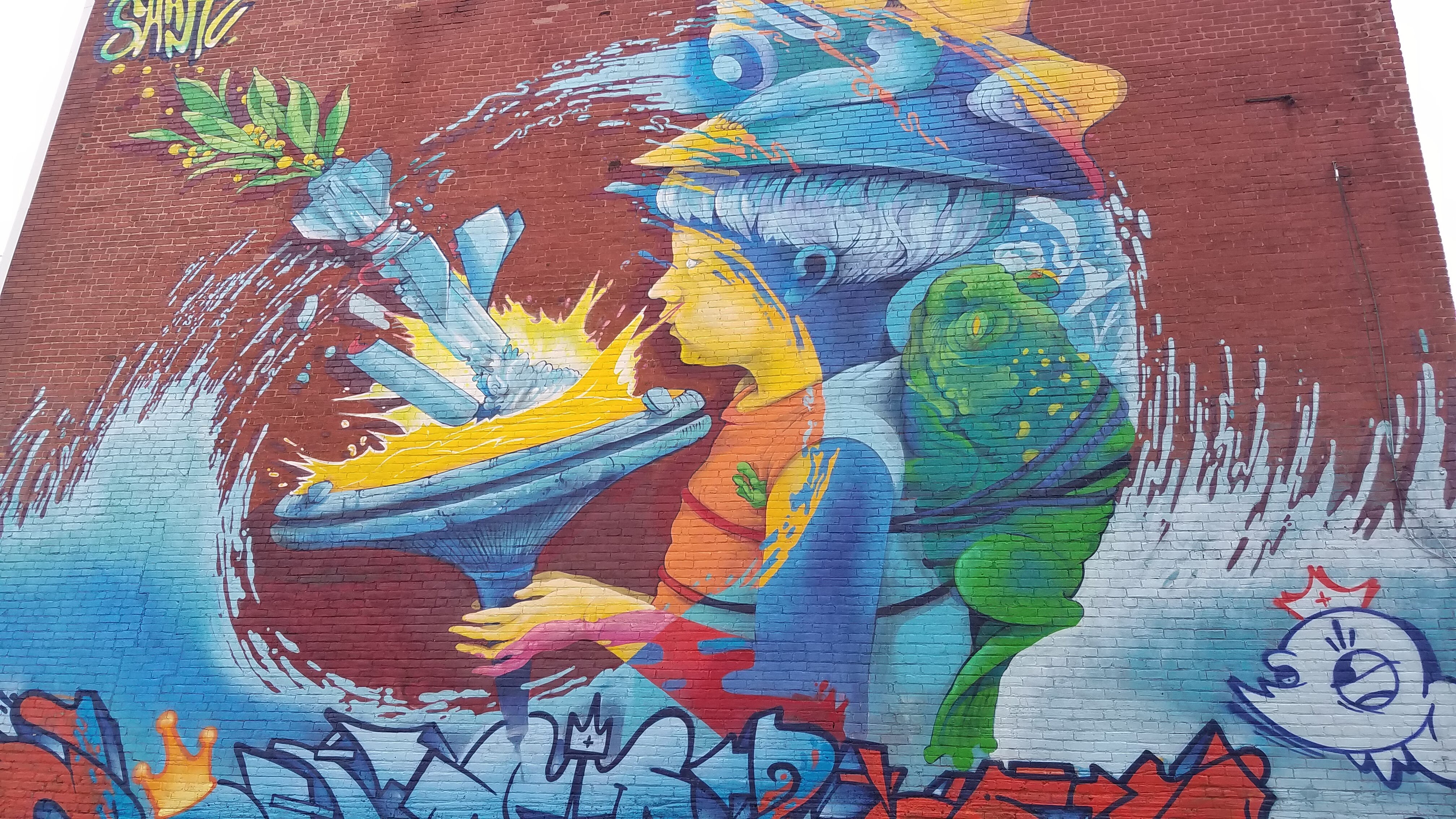 One of the murals along St. Laurent Boulevard in Montreal, QC.