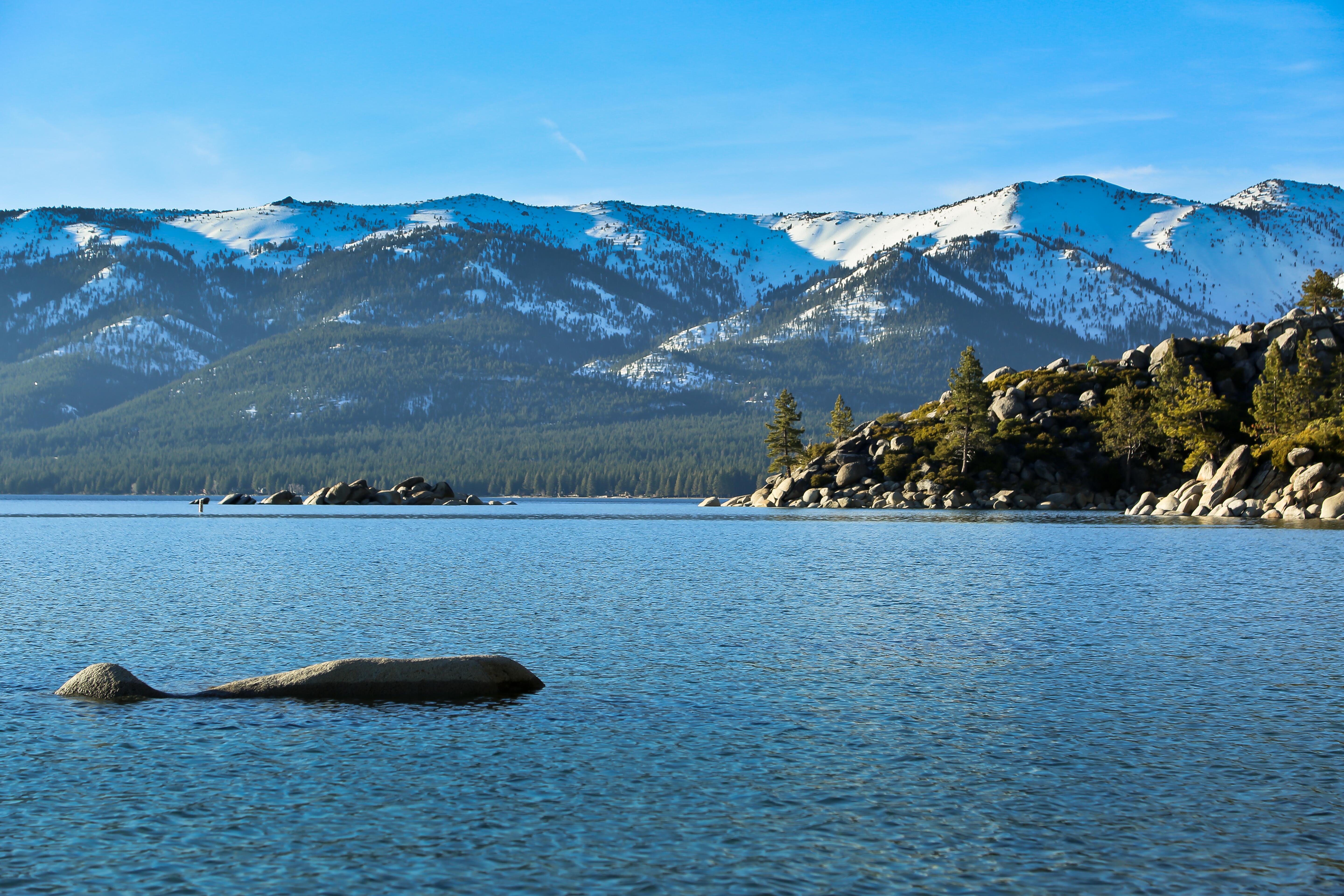 View of Lake Tahoe and mountains from Sand Harbor