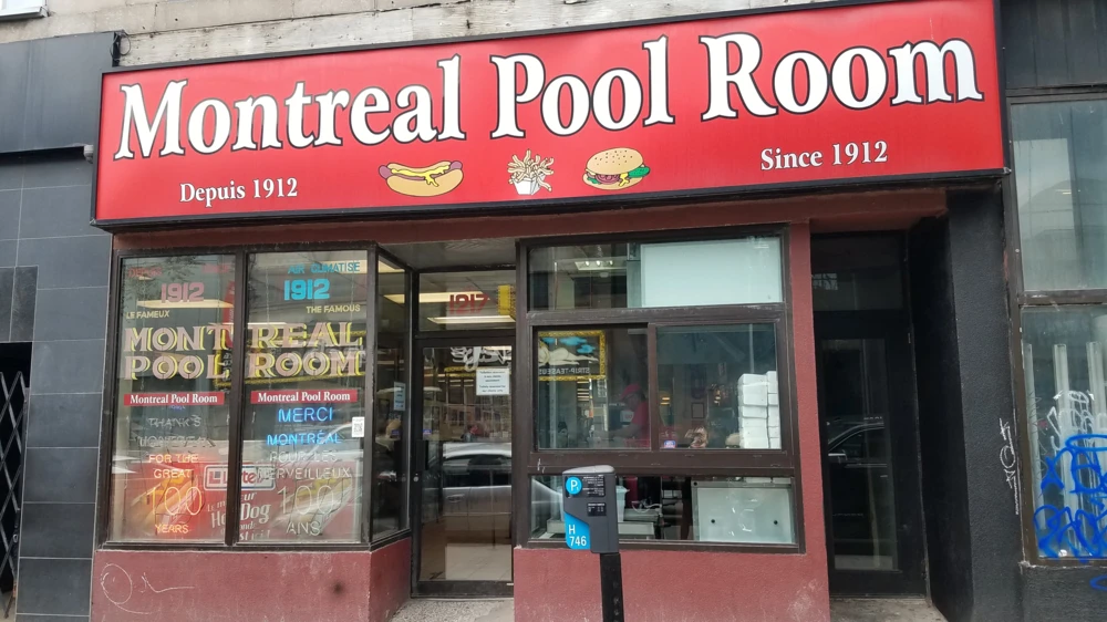 Montreal Pool Room, a restaurant in Montreal famous for its Montreal-style hot dogs and fries.