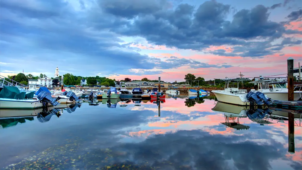 The harbor in Manchester-by-the-Sea, a popular day trip from Boston.