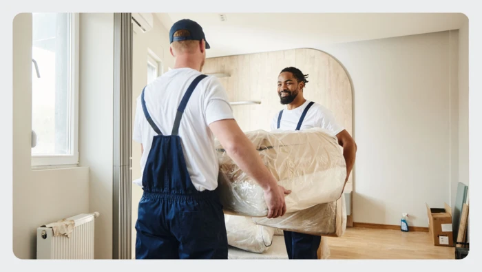 Professional movers carrying furniture