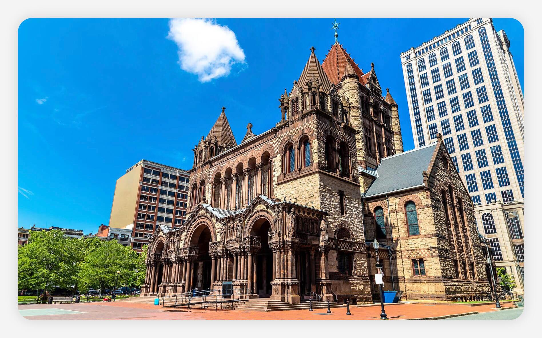Trinity Church at Copley Square in Boston, Massachusetts.