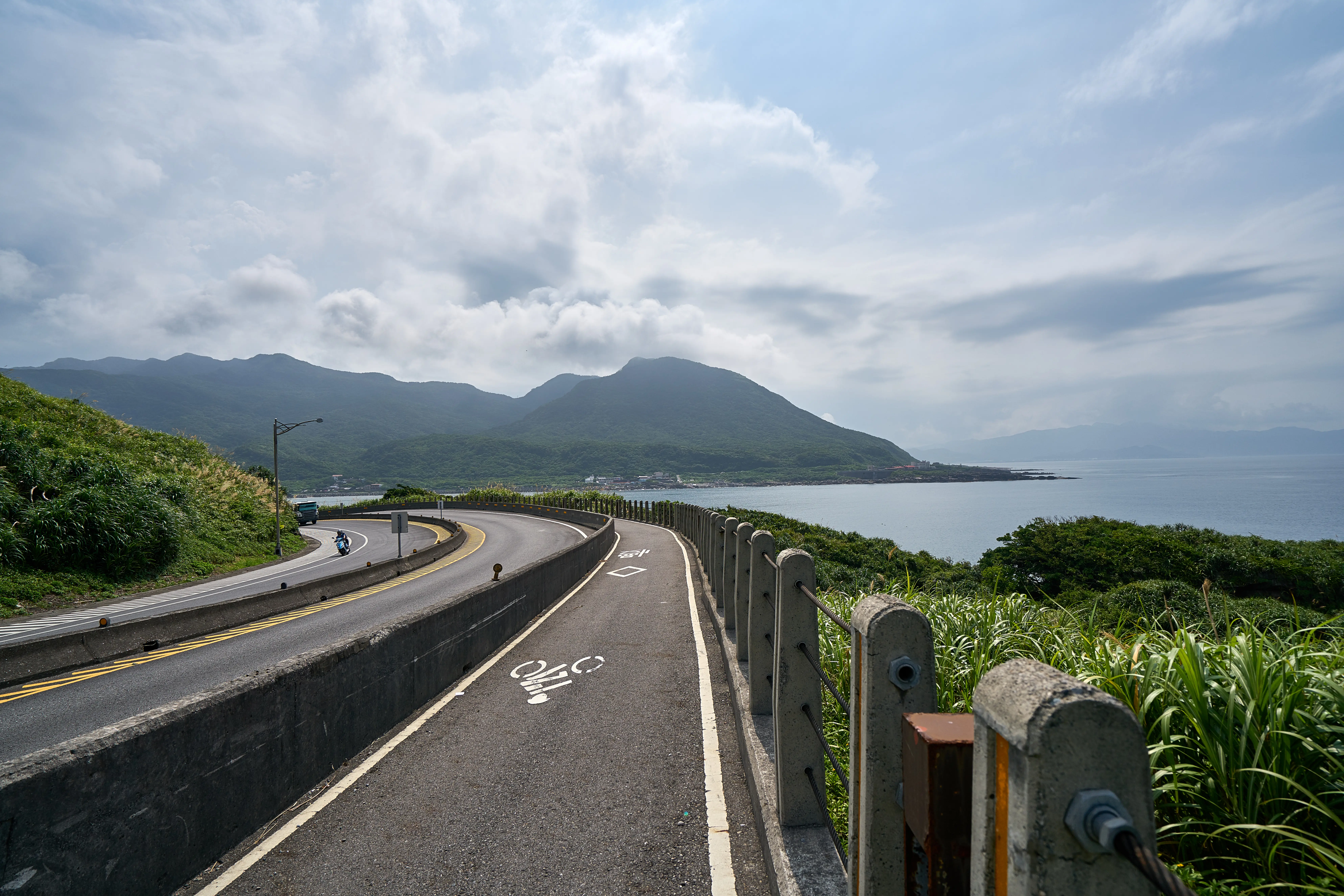 Image of the landscape views of the road after Fulong Old Caoling Tunnel bikeway, in New Taipei City, Taiwan.