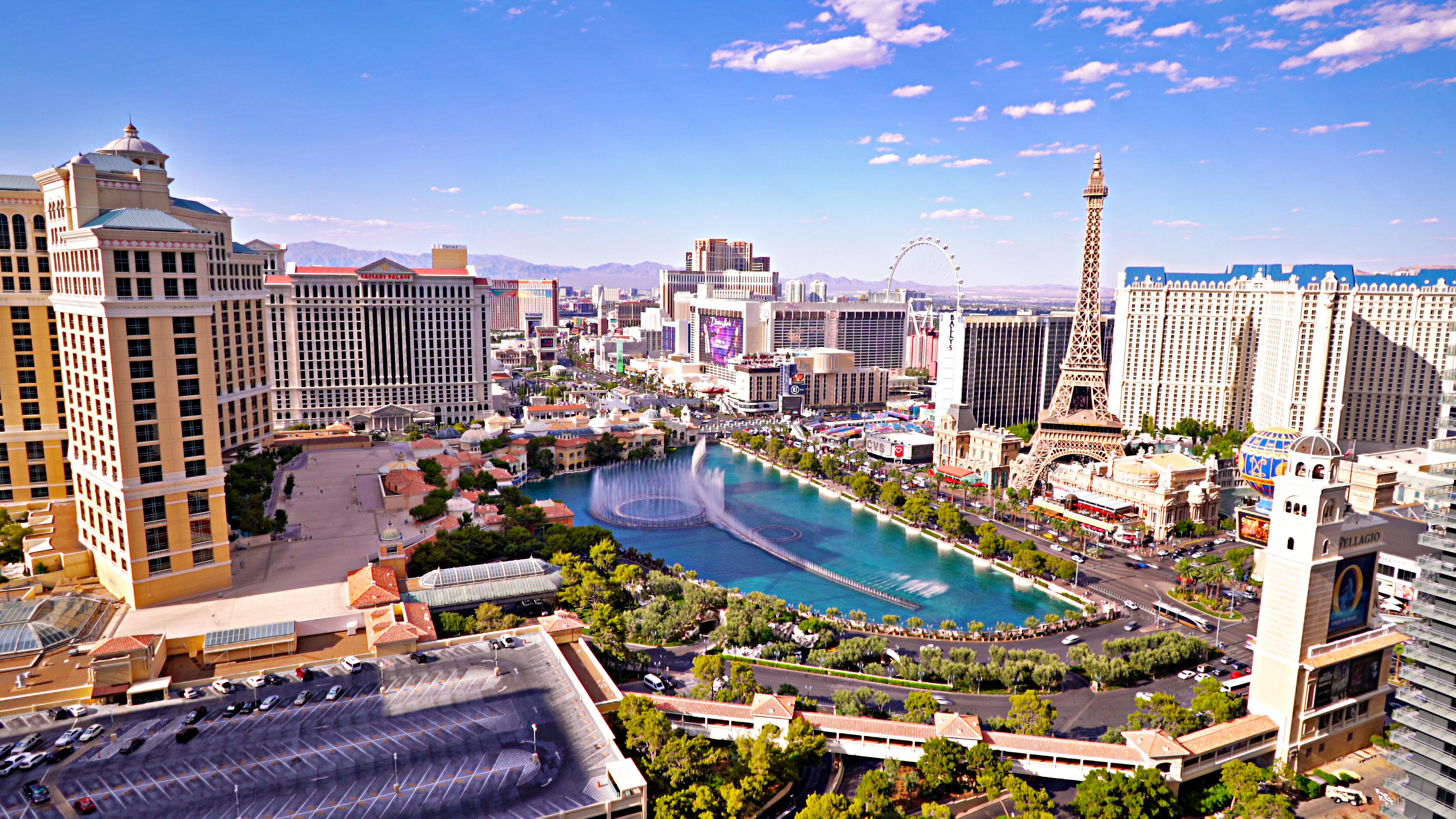 Aerial image of the Las Vegas. Hotel. Casino. Fountain. The Strip. Aerial View