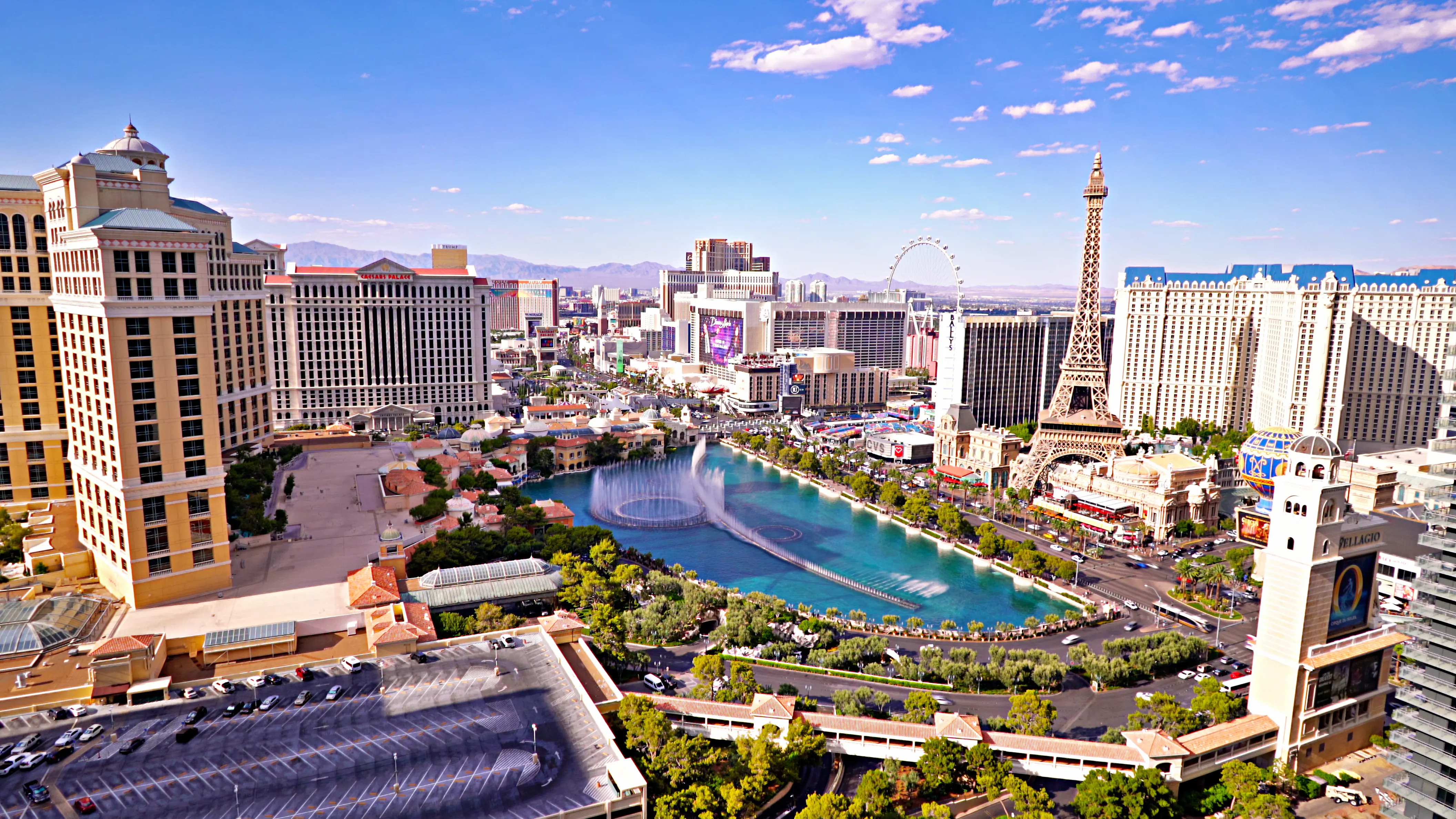 Aerial image of the Las Vegas. Hotel. Casino. Fountain. The Strip. Aerial View