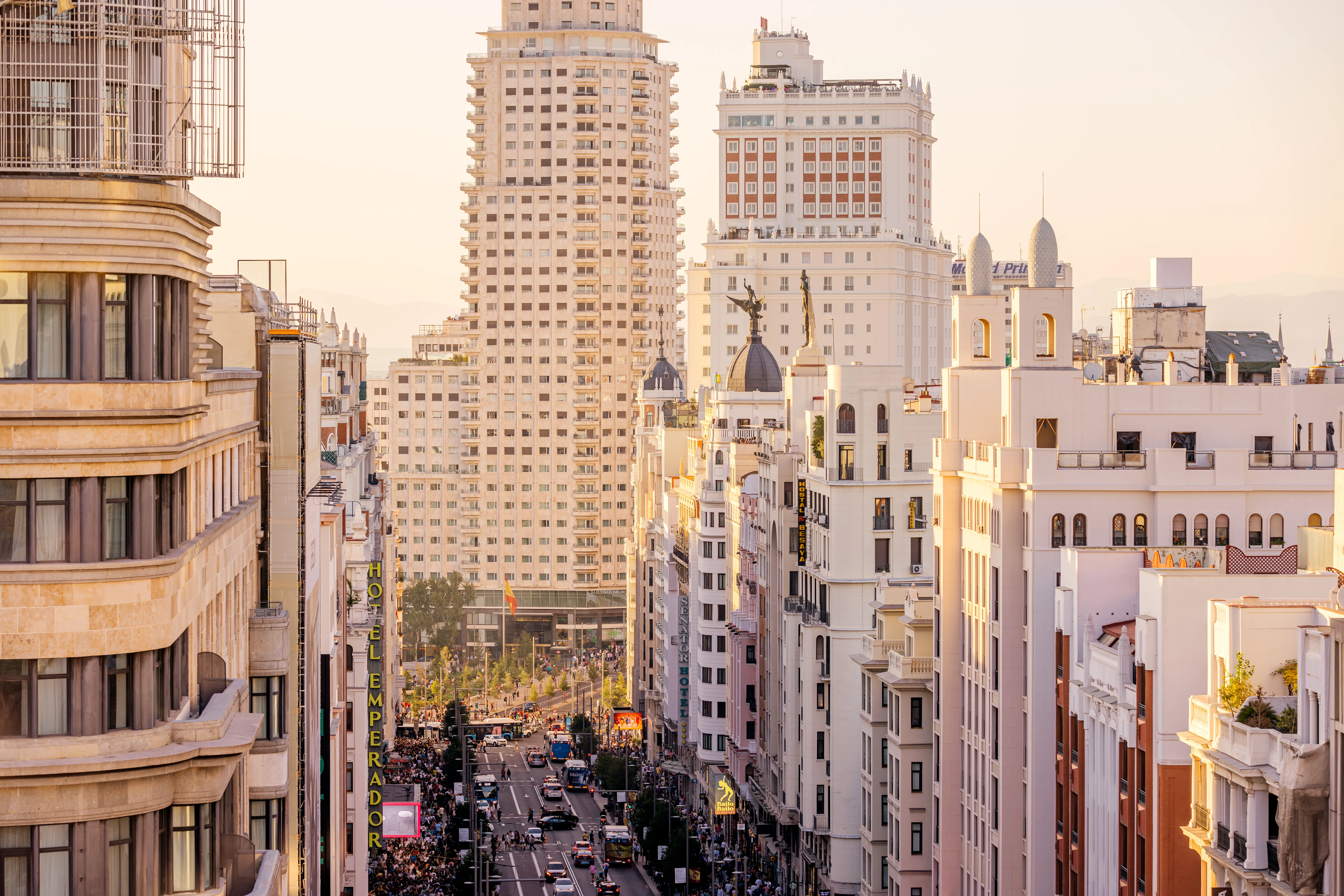 Photo of a street in Madrid with hotels