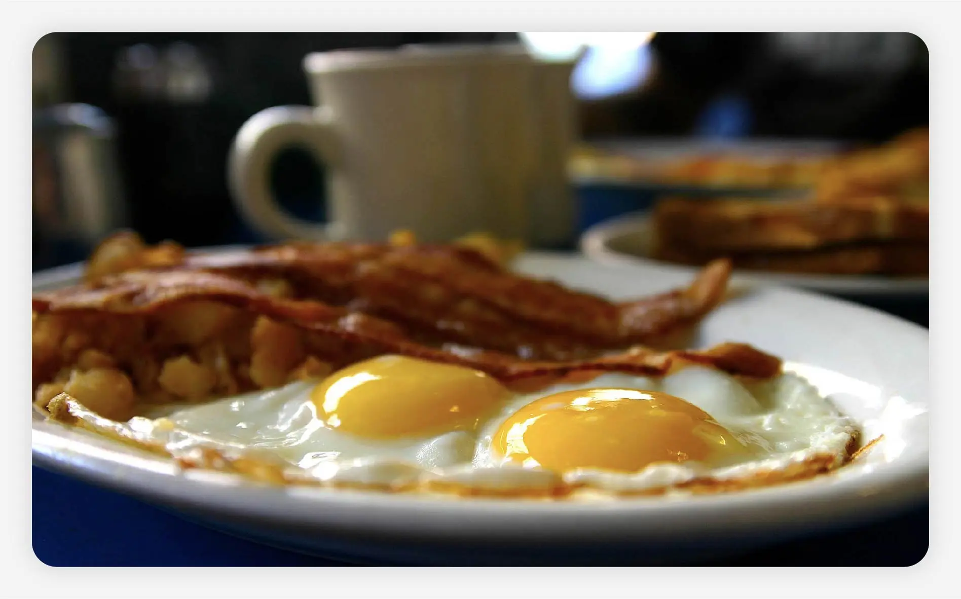 A plate of eggs and bacon