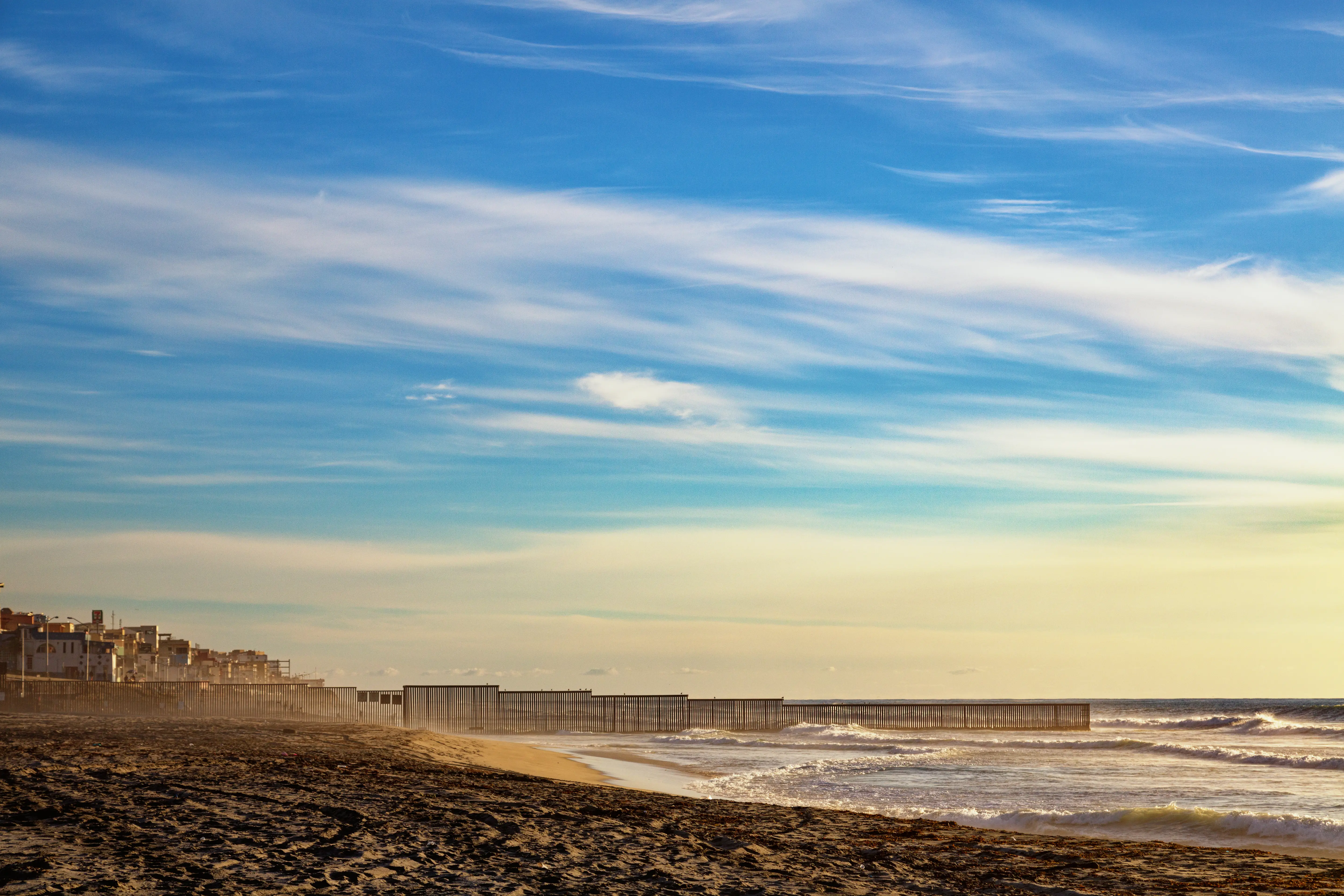 Image of the U.S.- Mexico Border Wall Fence at Border Field State Park in Imperial Beach, California.