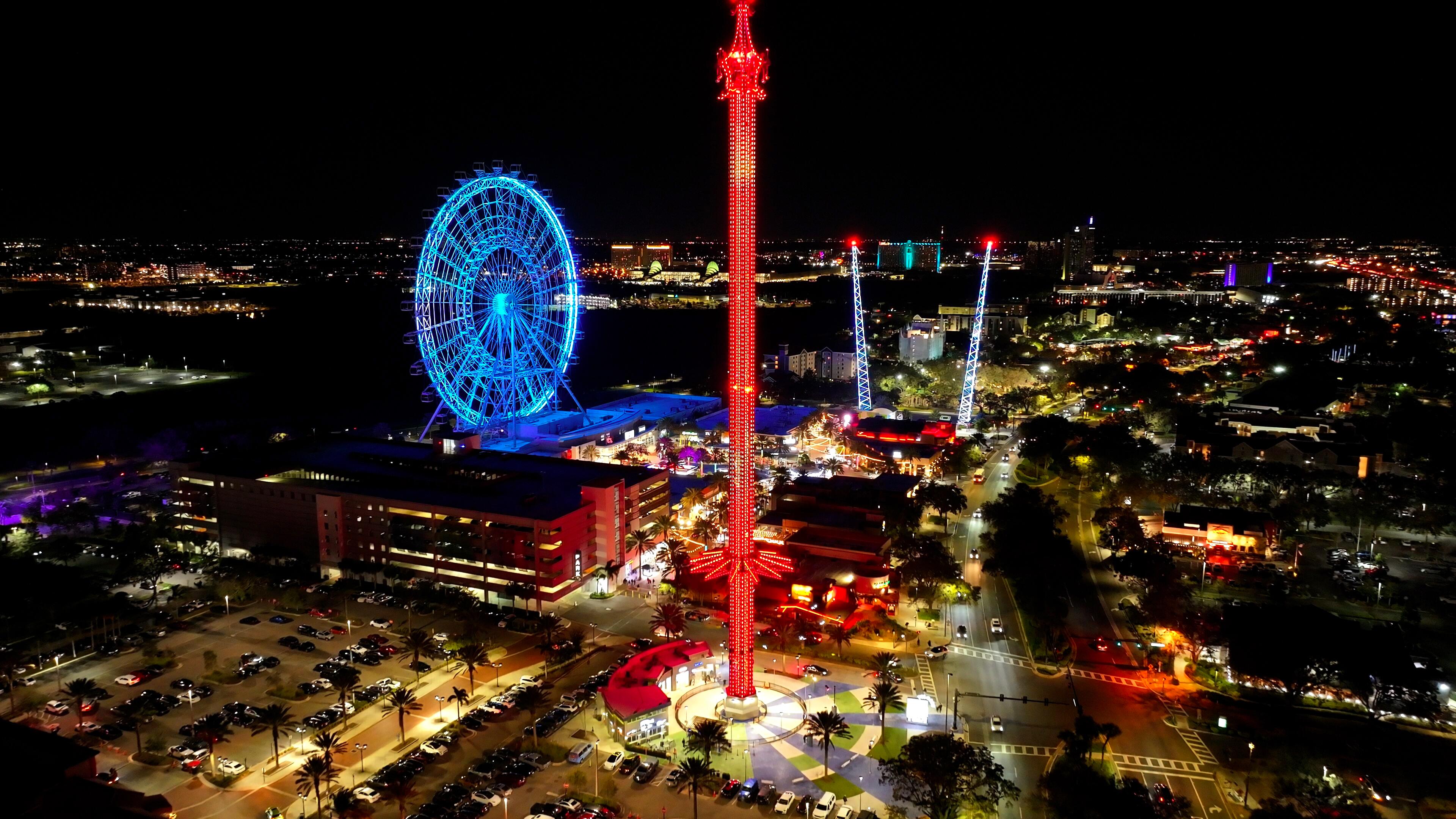 Evening aerial view of Icon Park