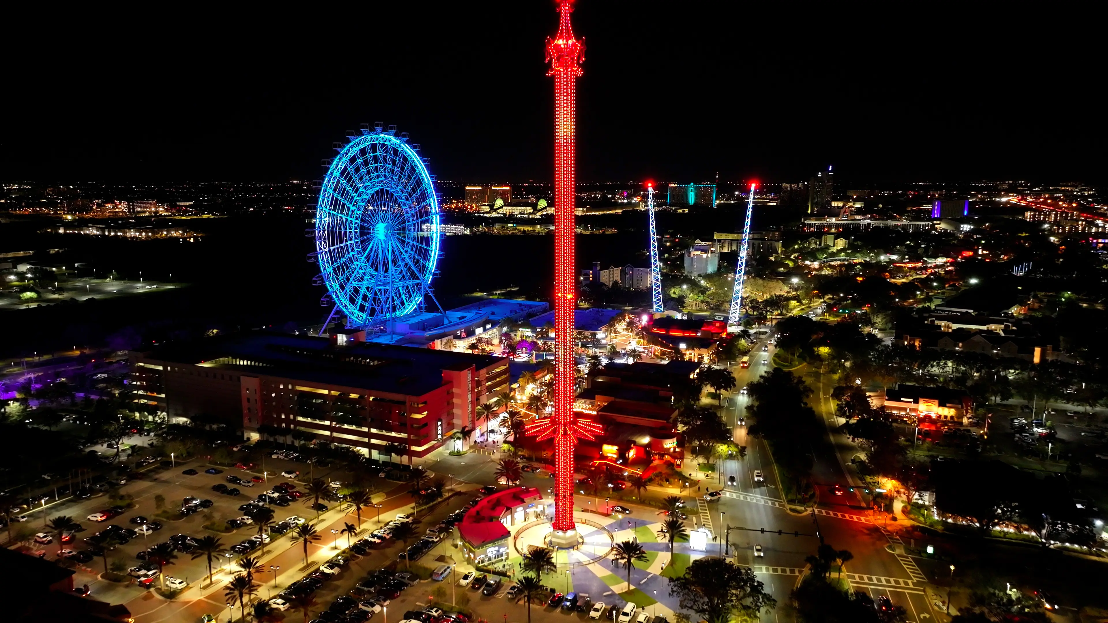 Evening aerial view of Icon Park