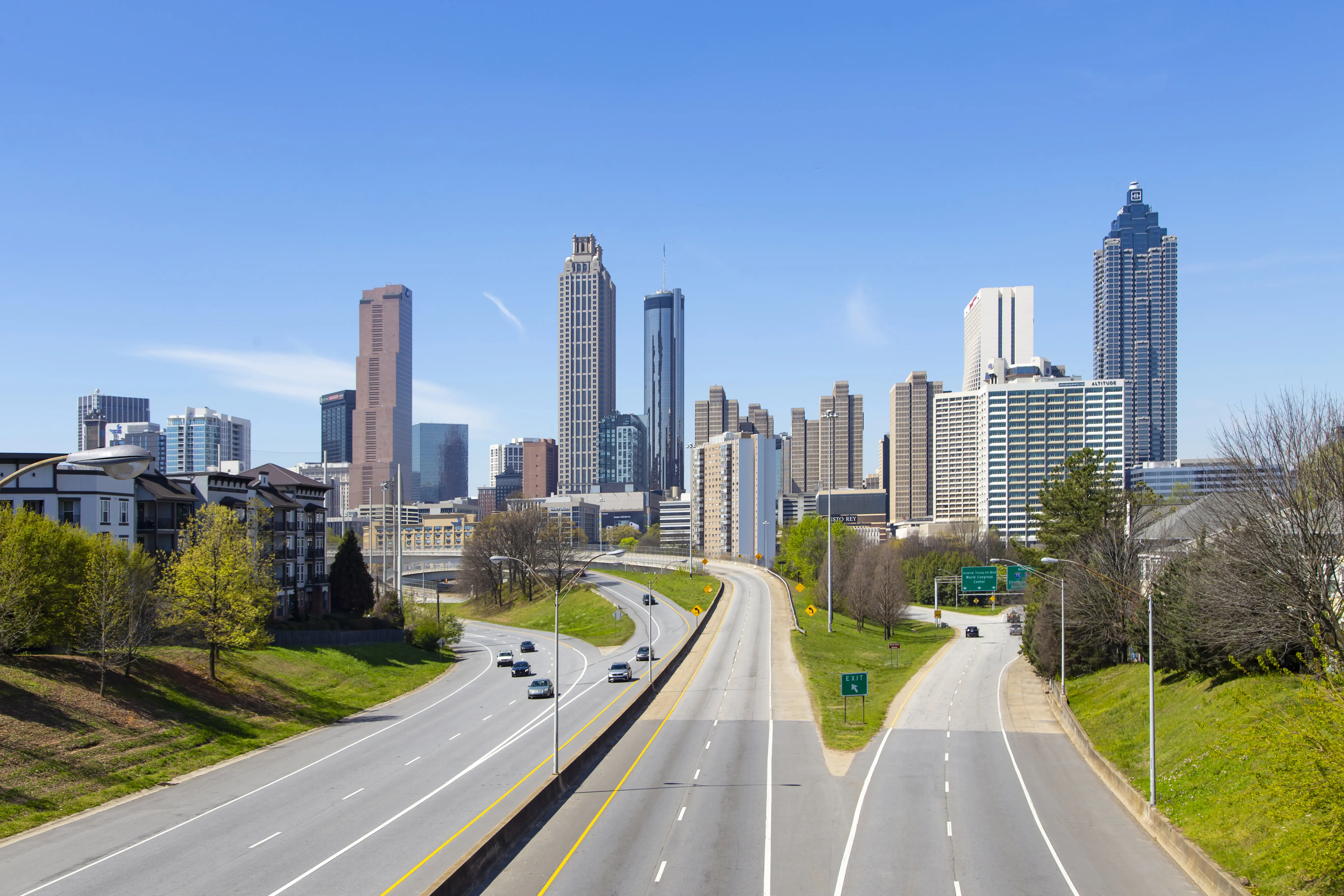 Image of Atlanta's skyline as seen from Jackson Street Bridge.