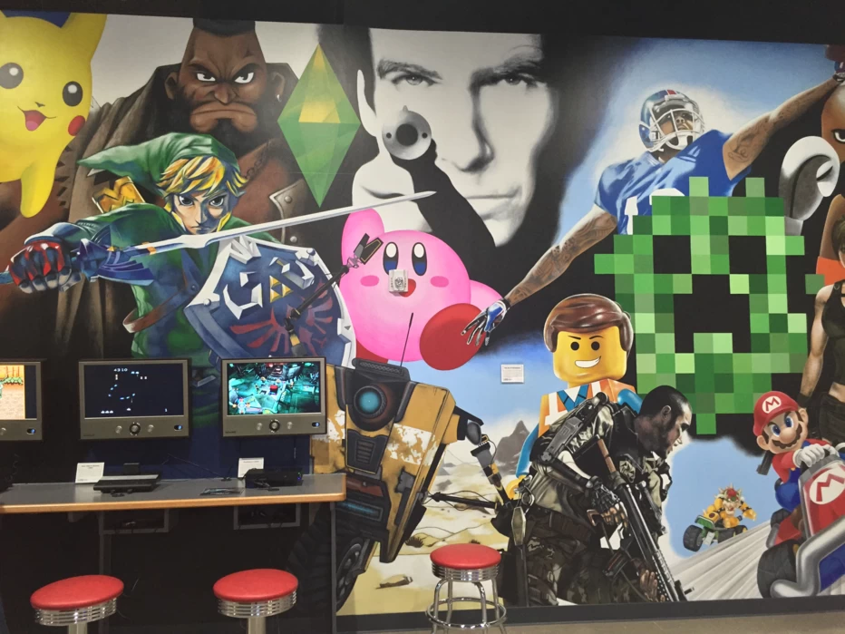 Video game wall art at National Videogame Museum in Frisco, Texas