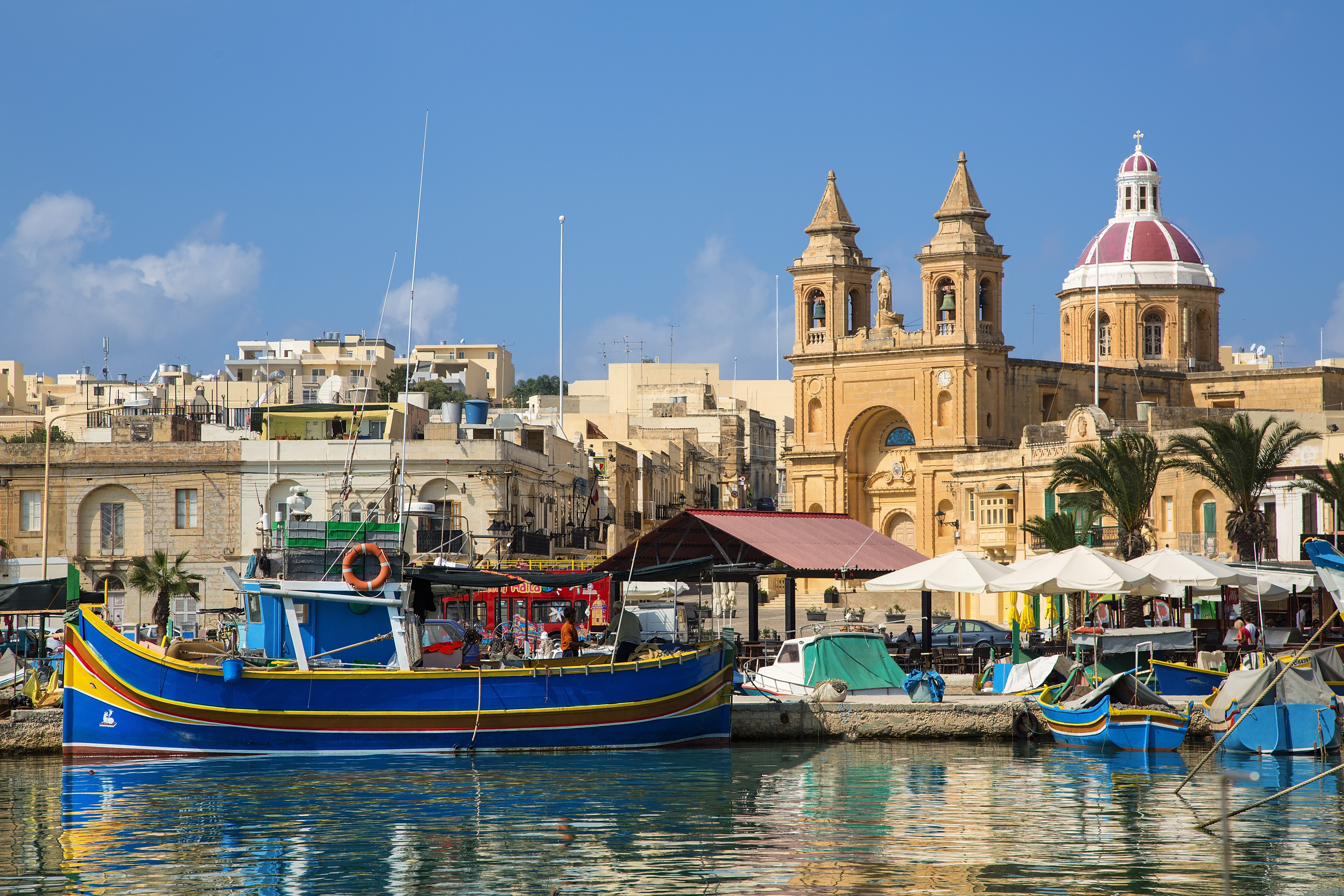 Outdoor image of a boat dock in Malta.