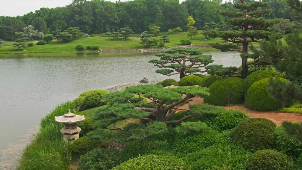 The lake at the Chicago Botanic Garden.