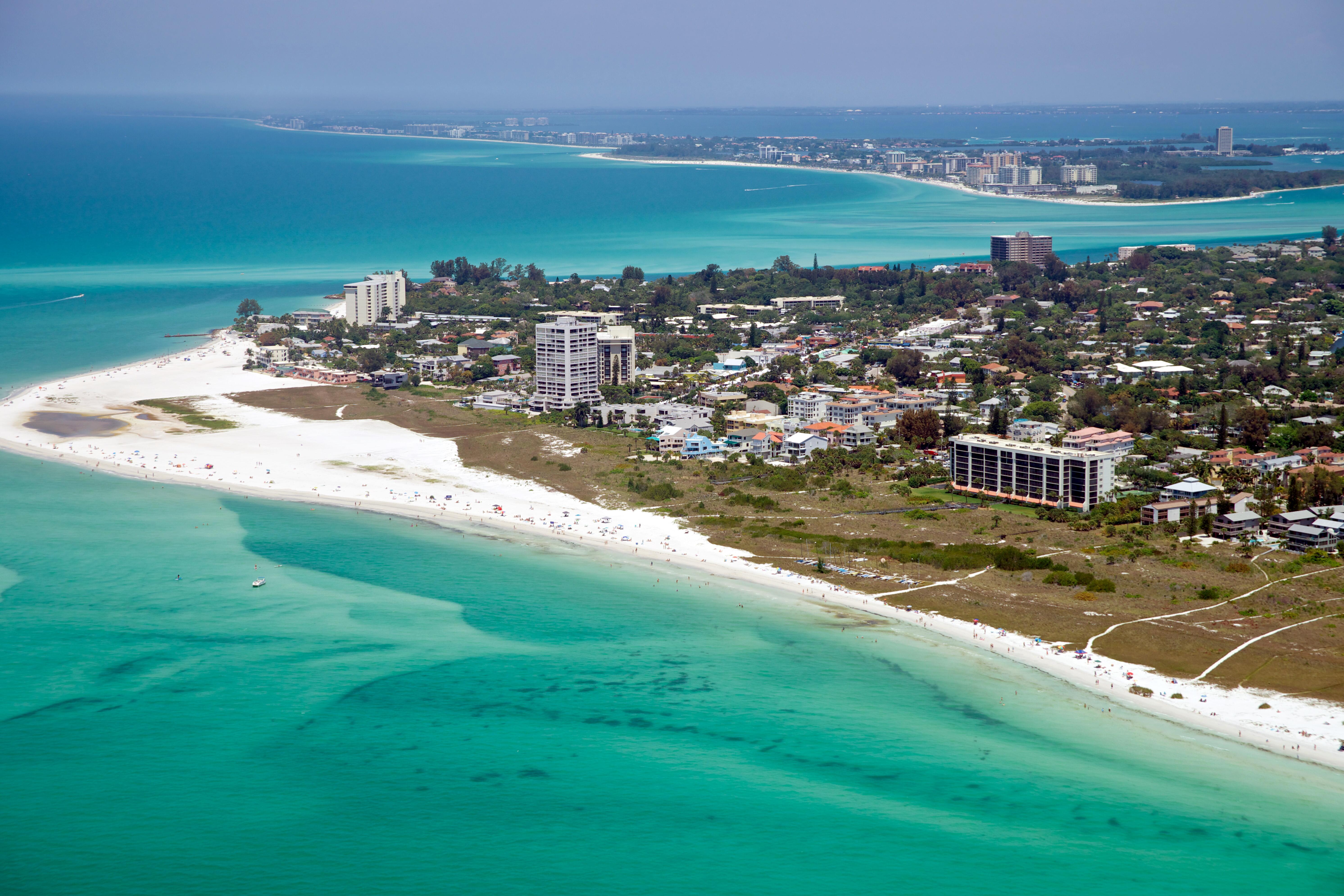 Aerial image of Siesta Key in Florida.