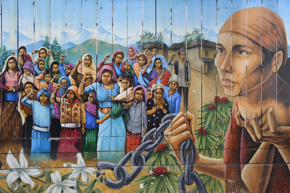 a beautifully colored mural in the Mission District in the San Francisco area