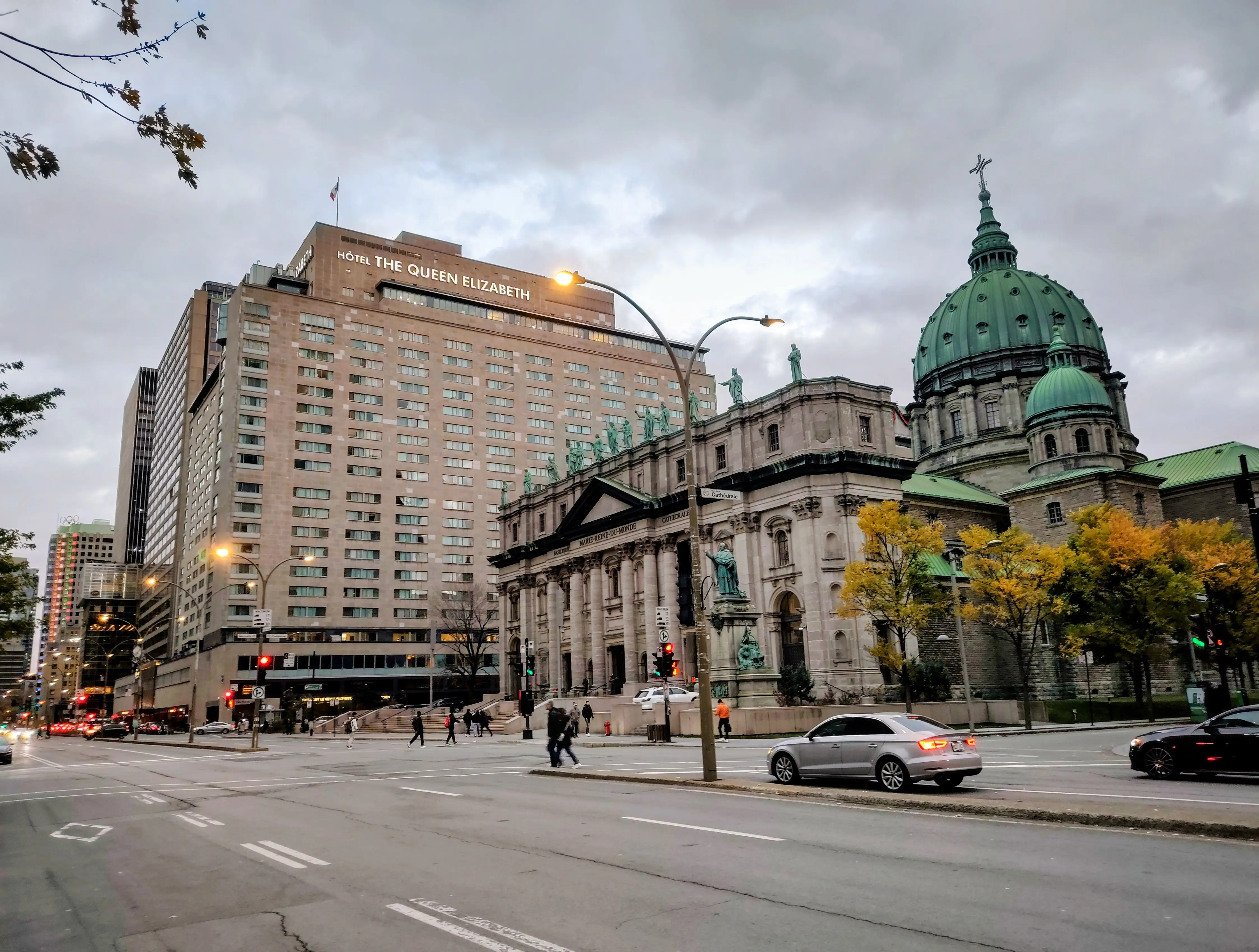 Exterior street image of the Fairmont Queen Elizabeth in Montreal, Canada.