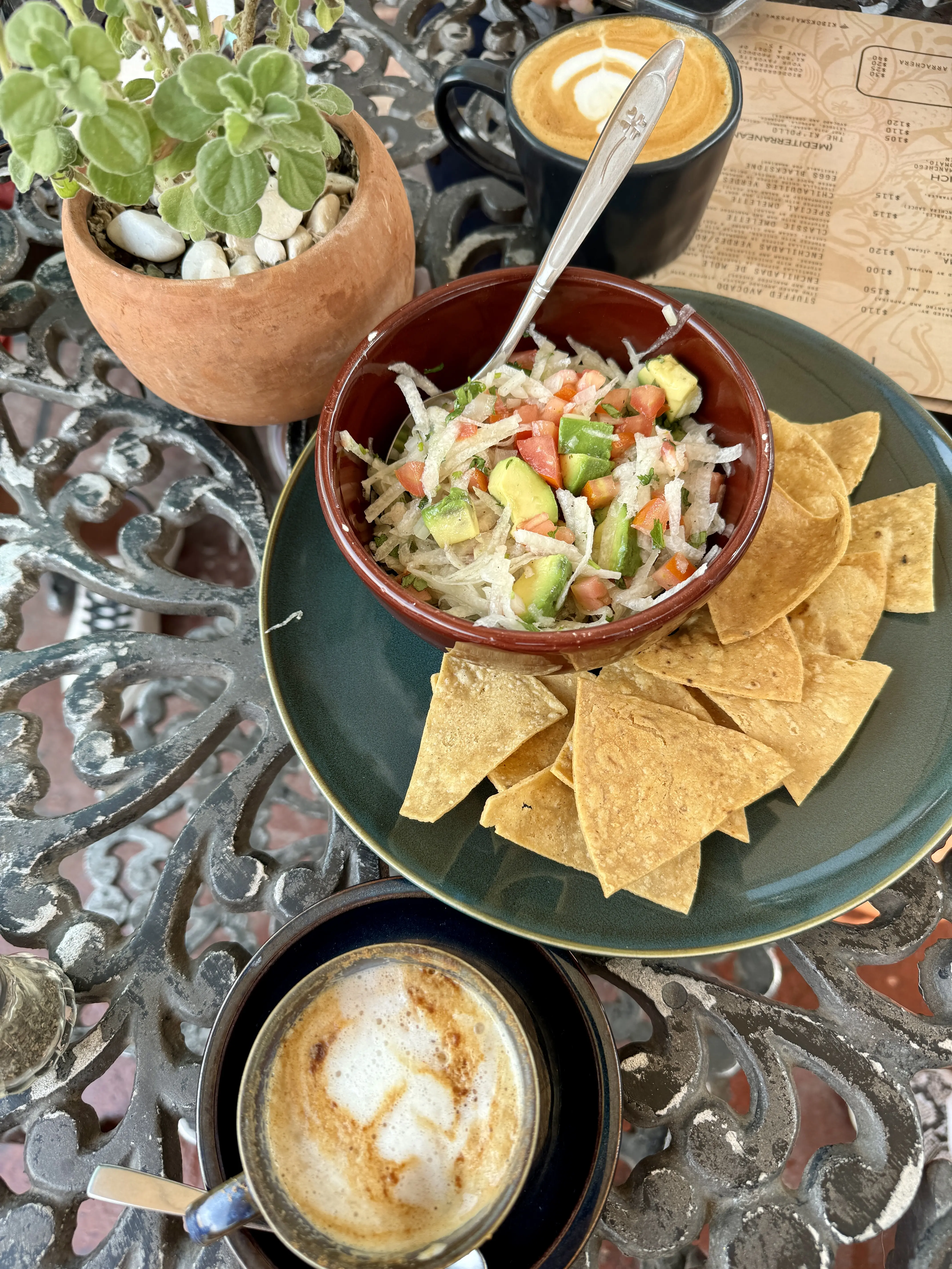 Image of coffee shop drinks and snacks in San Miguel de Allende, Mexico.