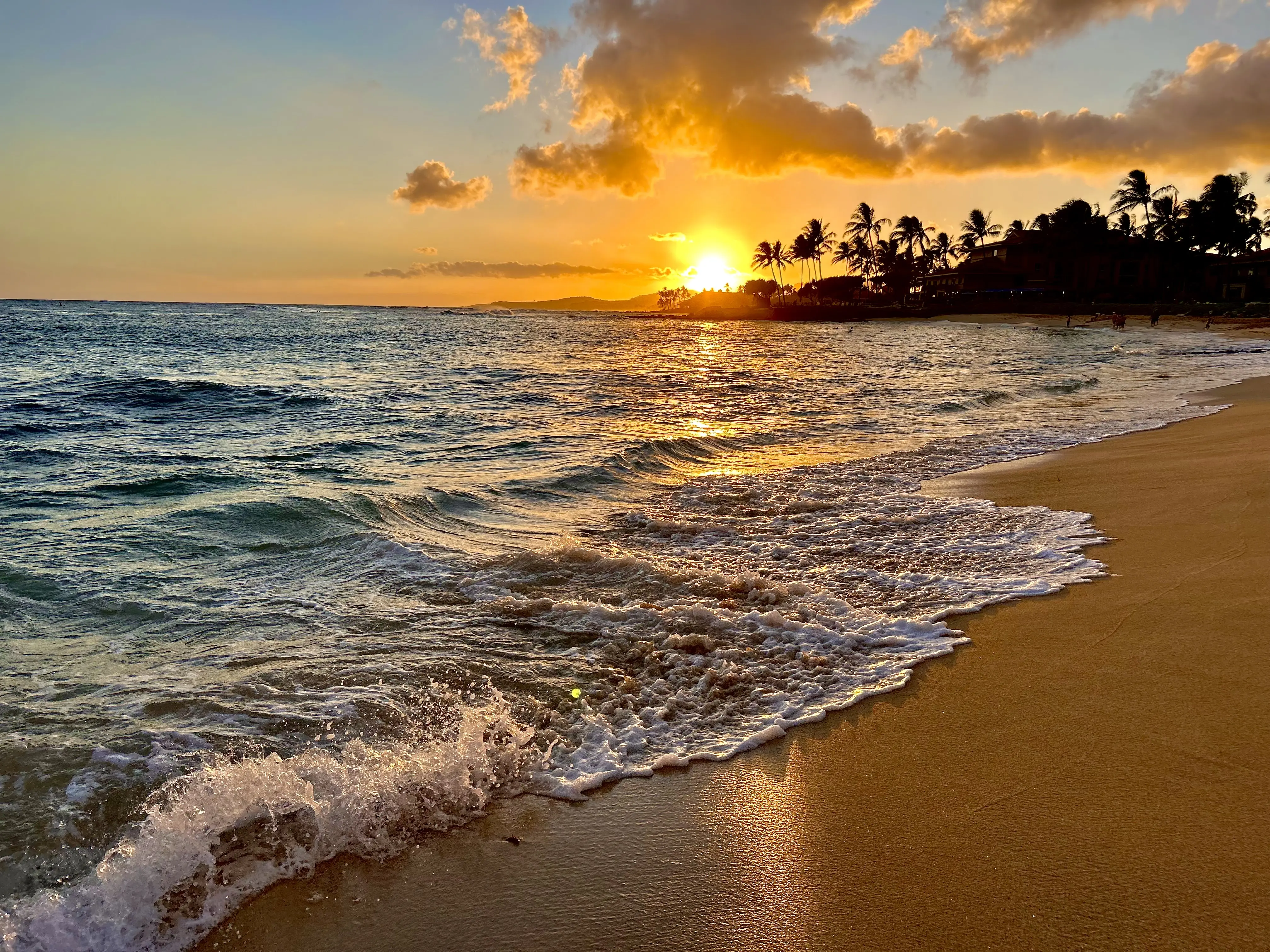Image of sunset at Poipu Beach on the South Side of Kauai, Hawaii