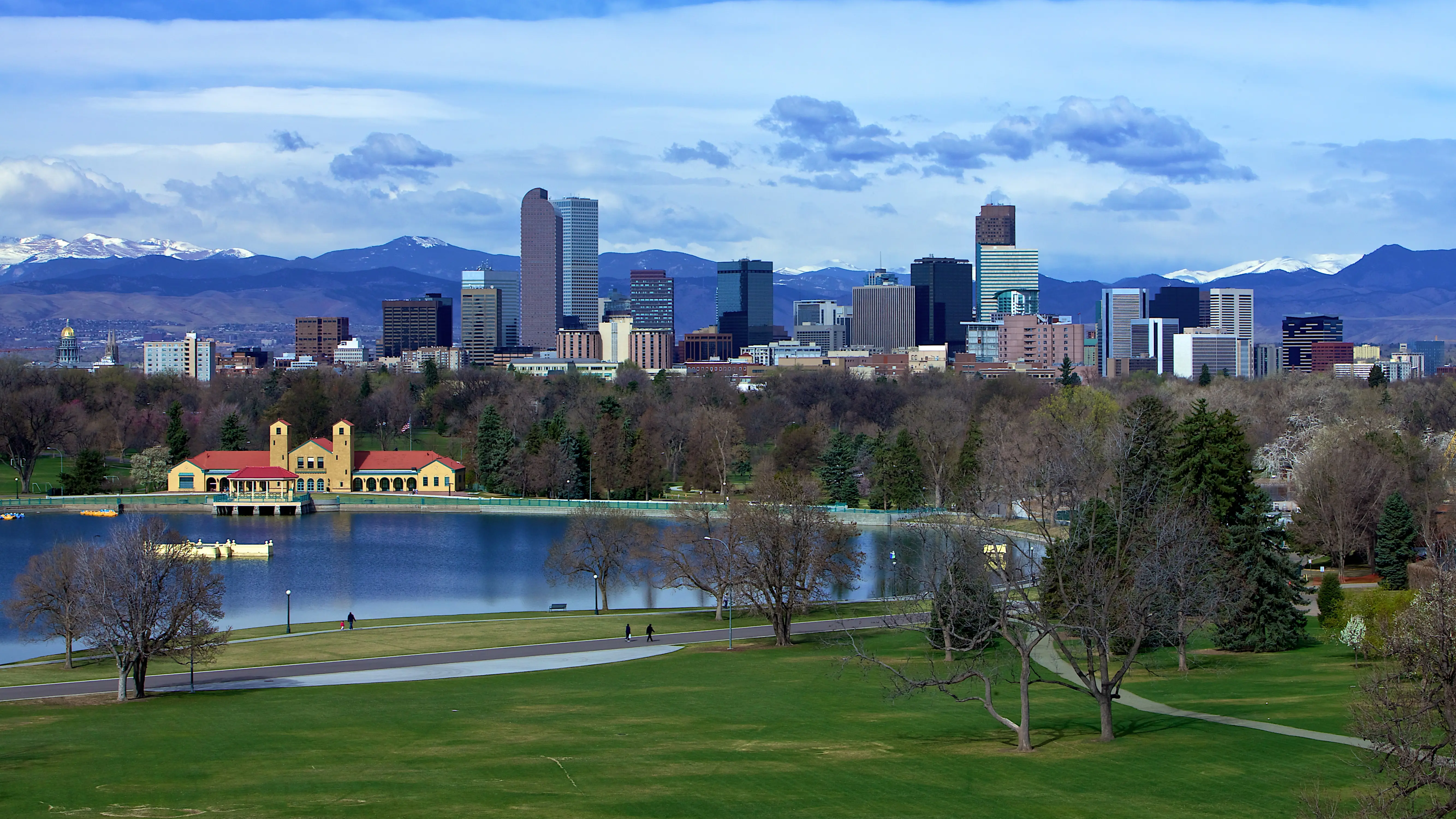 Outdoor photo of Denver City Park, with Ferril Lake visible in the center.