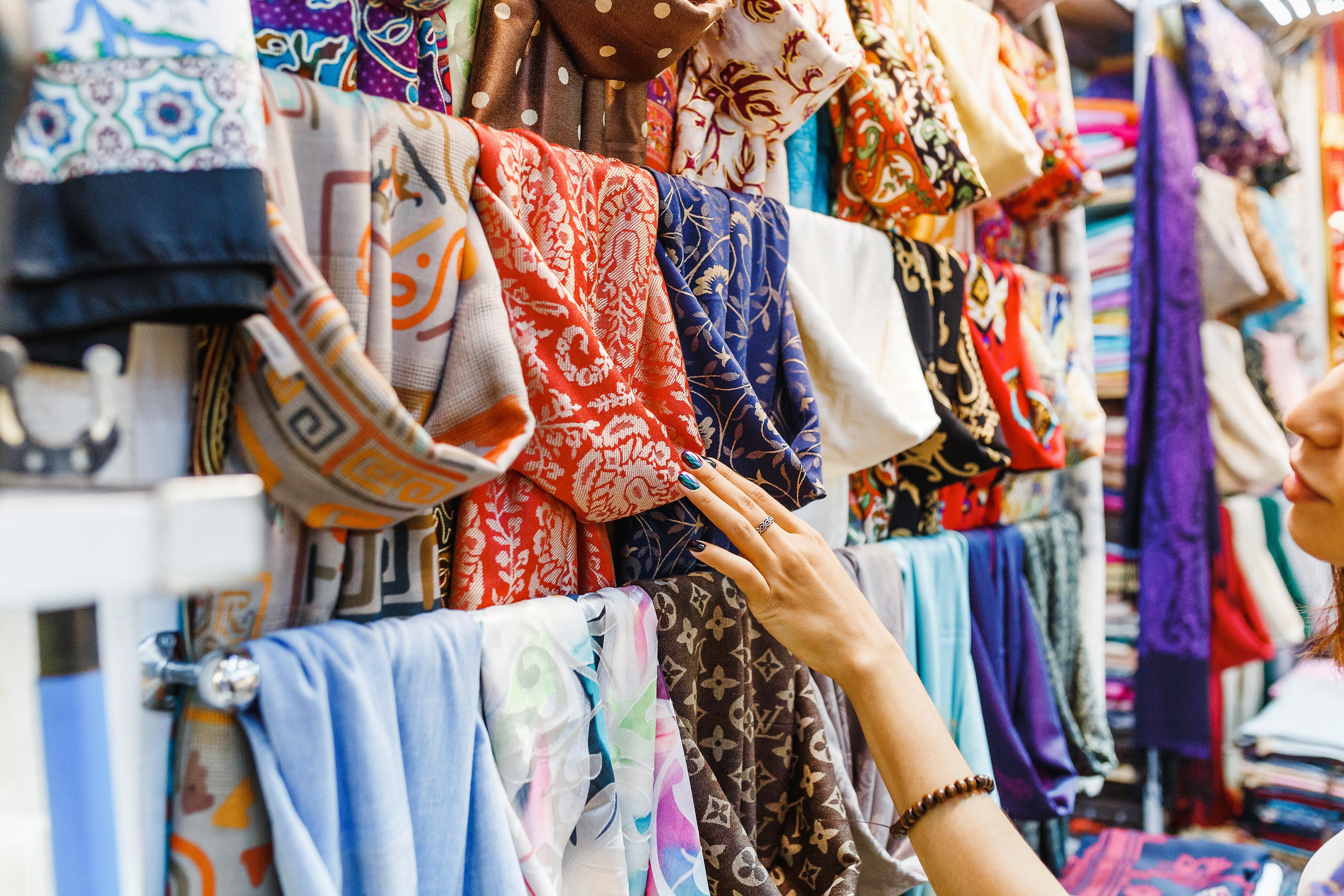 Photo of Scarves on a stand in Istanbul