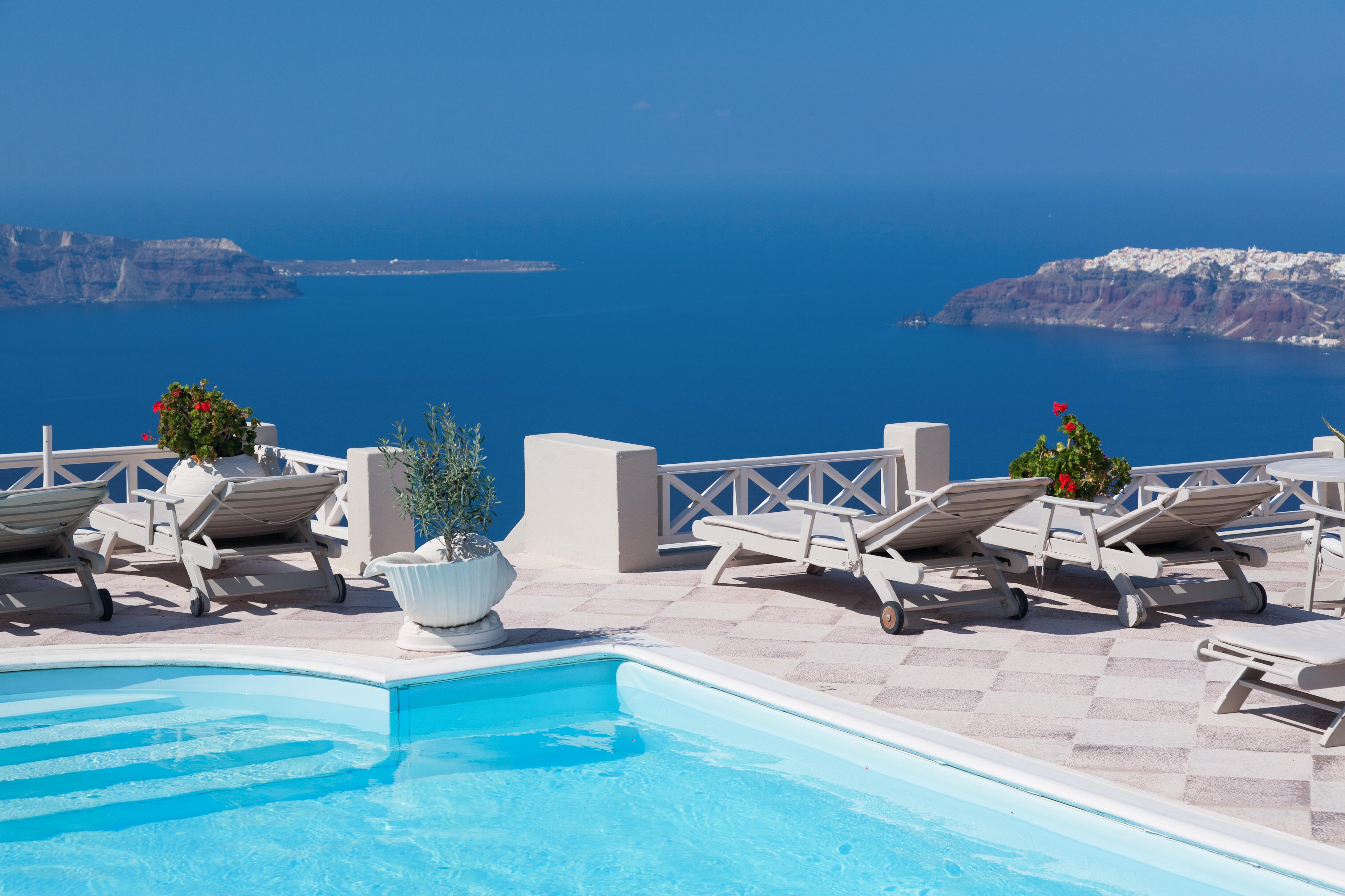 Photo of a swimming pool at a villa in Santorini, Greece