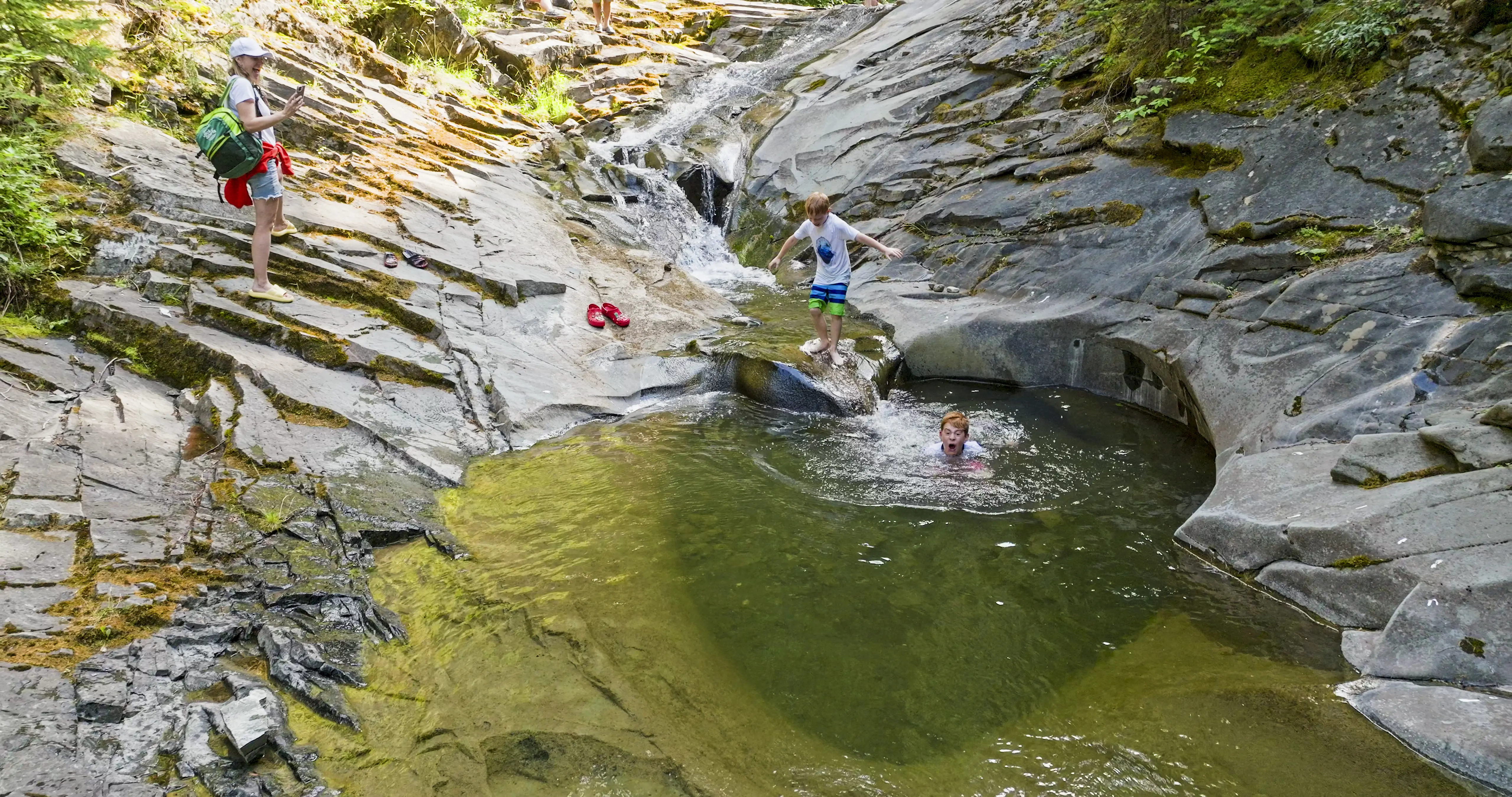 Photo of a family canyoning in Banff, Canada