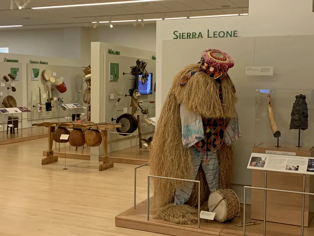 Displays of instruments and costumes from around the world in the Musical Instrument Museum, Phoenix, Arizona