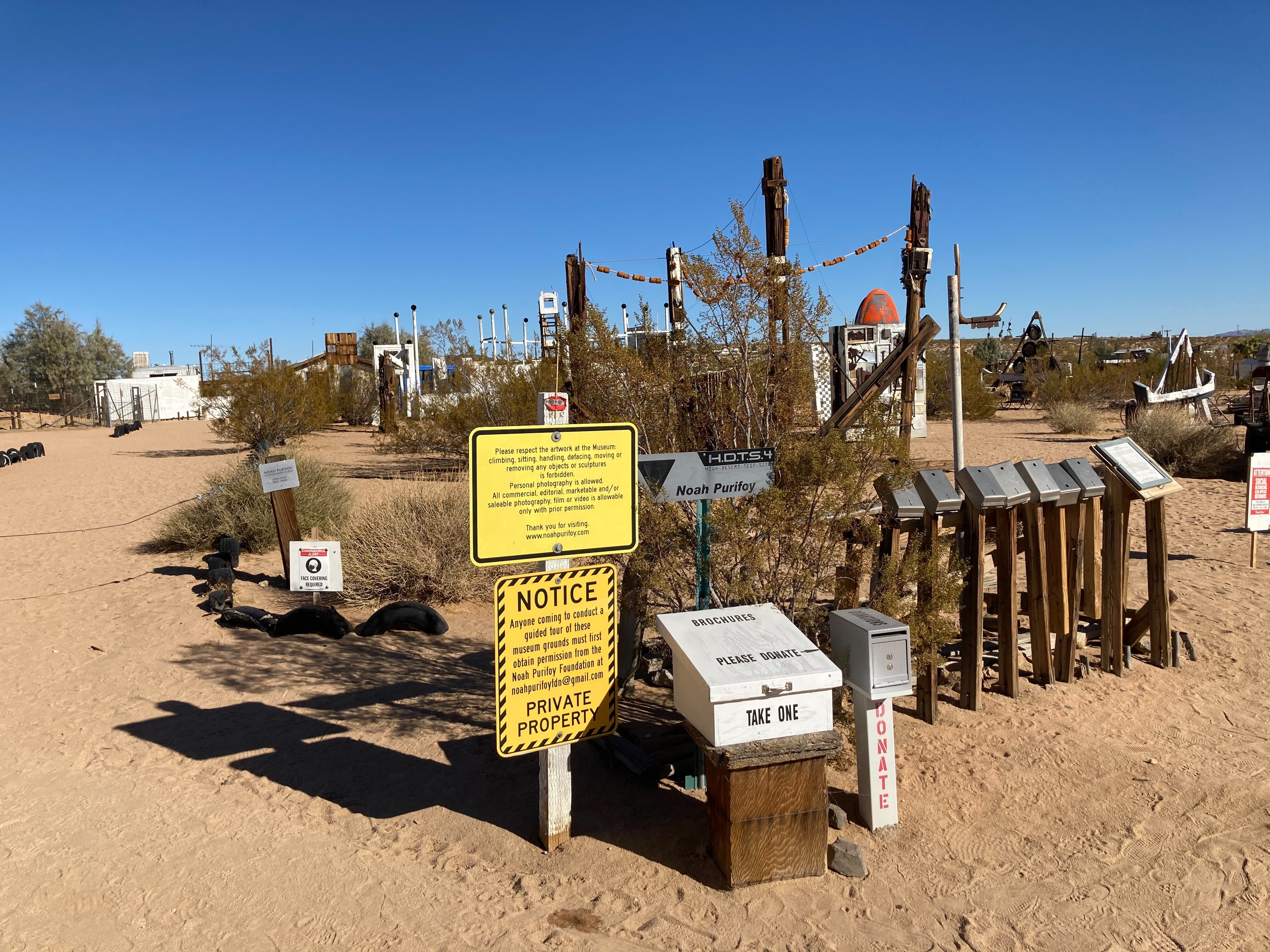 Image of the art and displays at the Noah Purifoy Outdoor Desert Art Museum, in Joshua Tree.